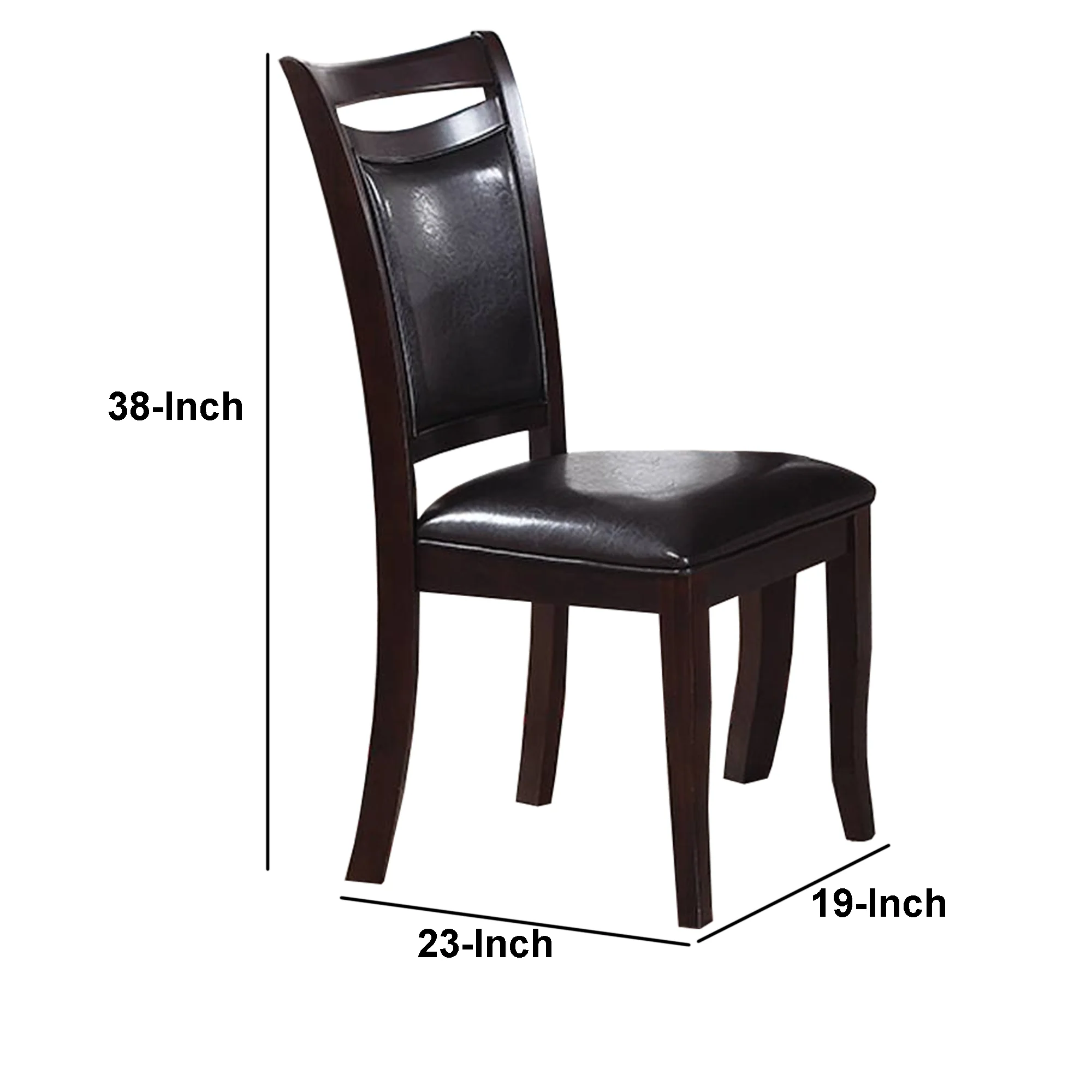 Set Of Two Wooden Dining Chairs In Dark Brown By Benzara - Image 3