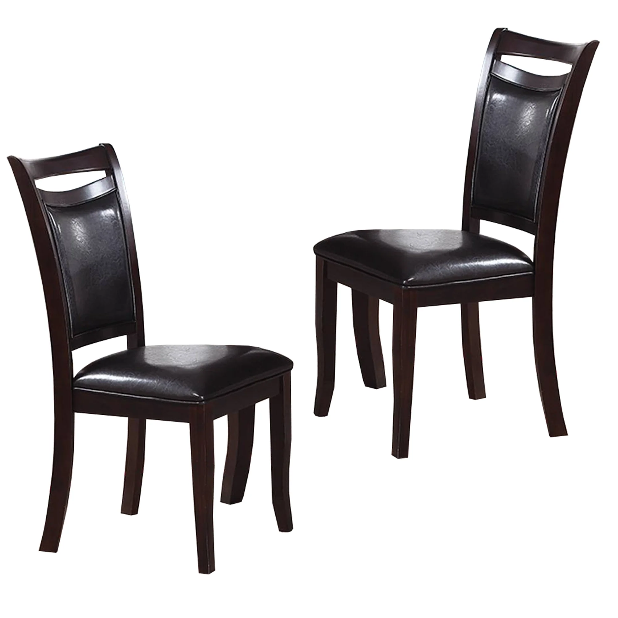 Set Of Two Wooden Dining Chairs In Dark Brown By Benzara - Image 4