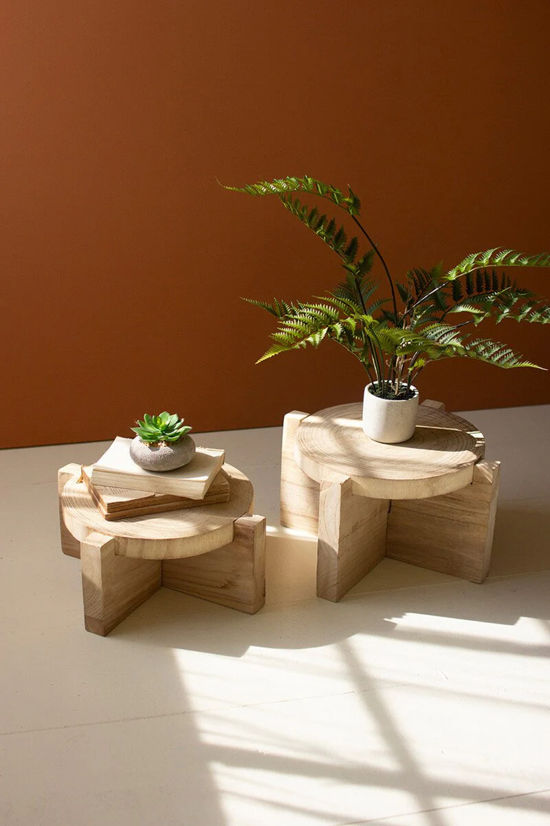 Set Of Two Wooden Display Stools (Min 2) By Kalalou - Image 3