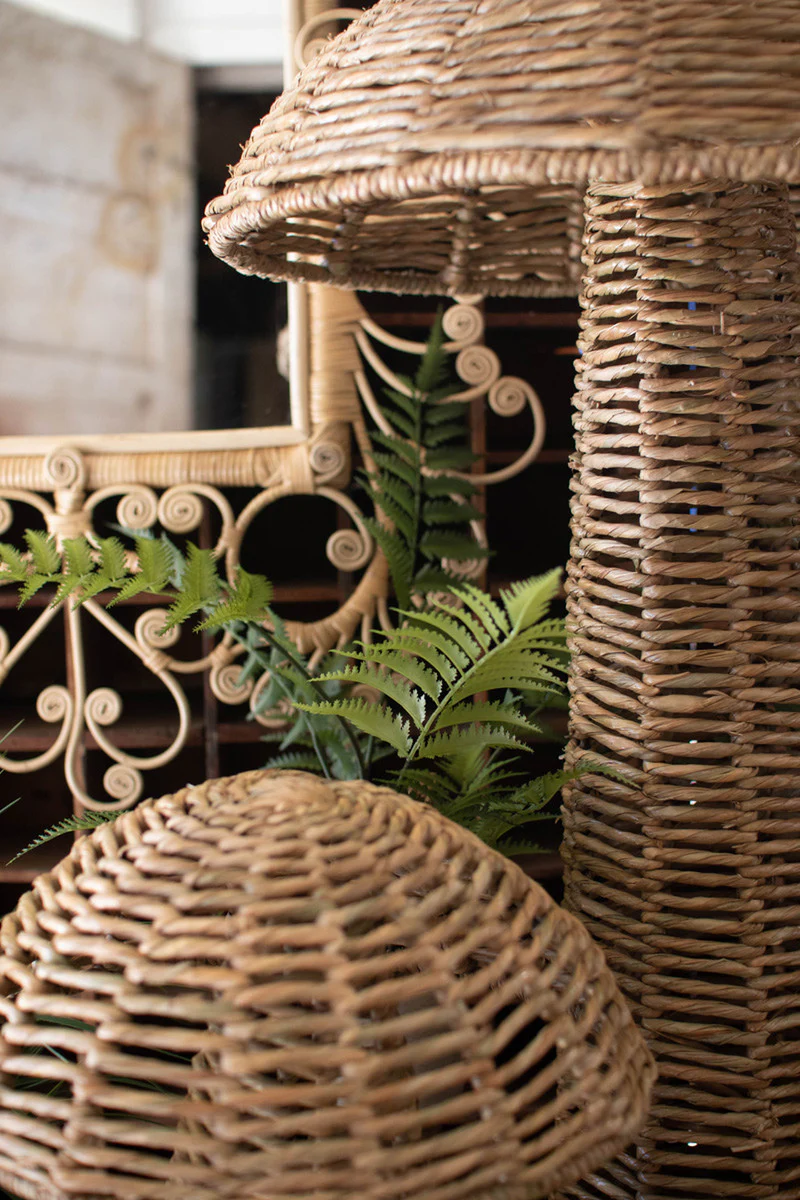 Set Of Two Woven Seagrass Mushrooms By Kalalou - Image 2