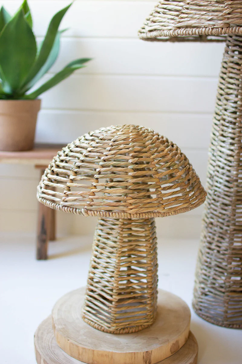 Set Of Two Woven Seagrass Mushrooms By Kalalou - Image 4
