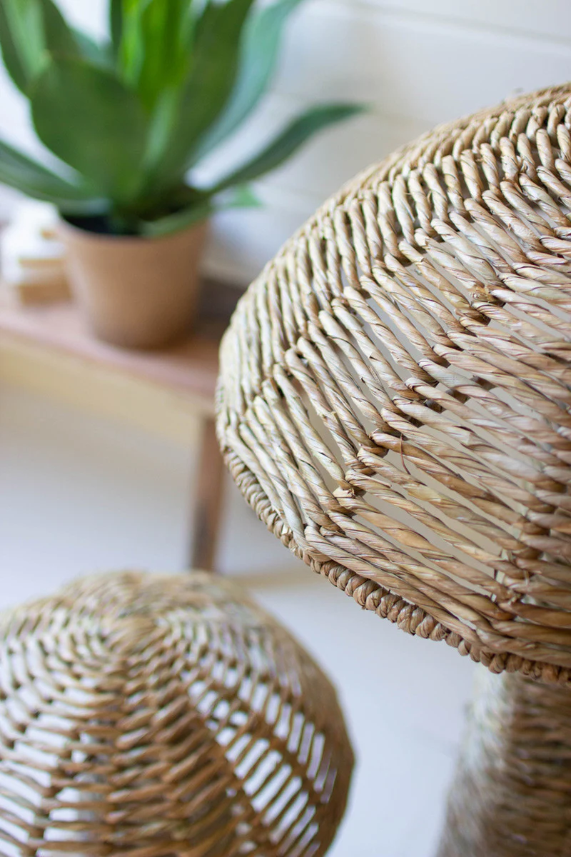 Set Of Two Woven Seagrass Mushrooms By Kalalou - Image 5