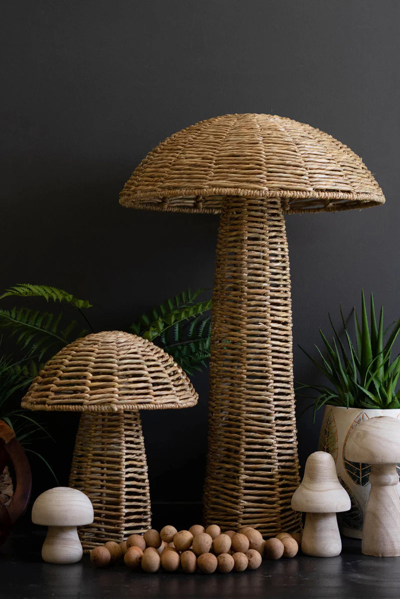 Set Of Two Woven Seagrass Mushrooms By Kalalou - Image 6