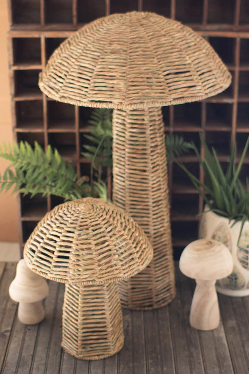 Set Of Two Woven Seagrass Mushrooms By Kalalou - Image 7
