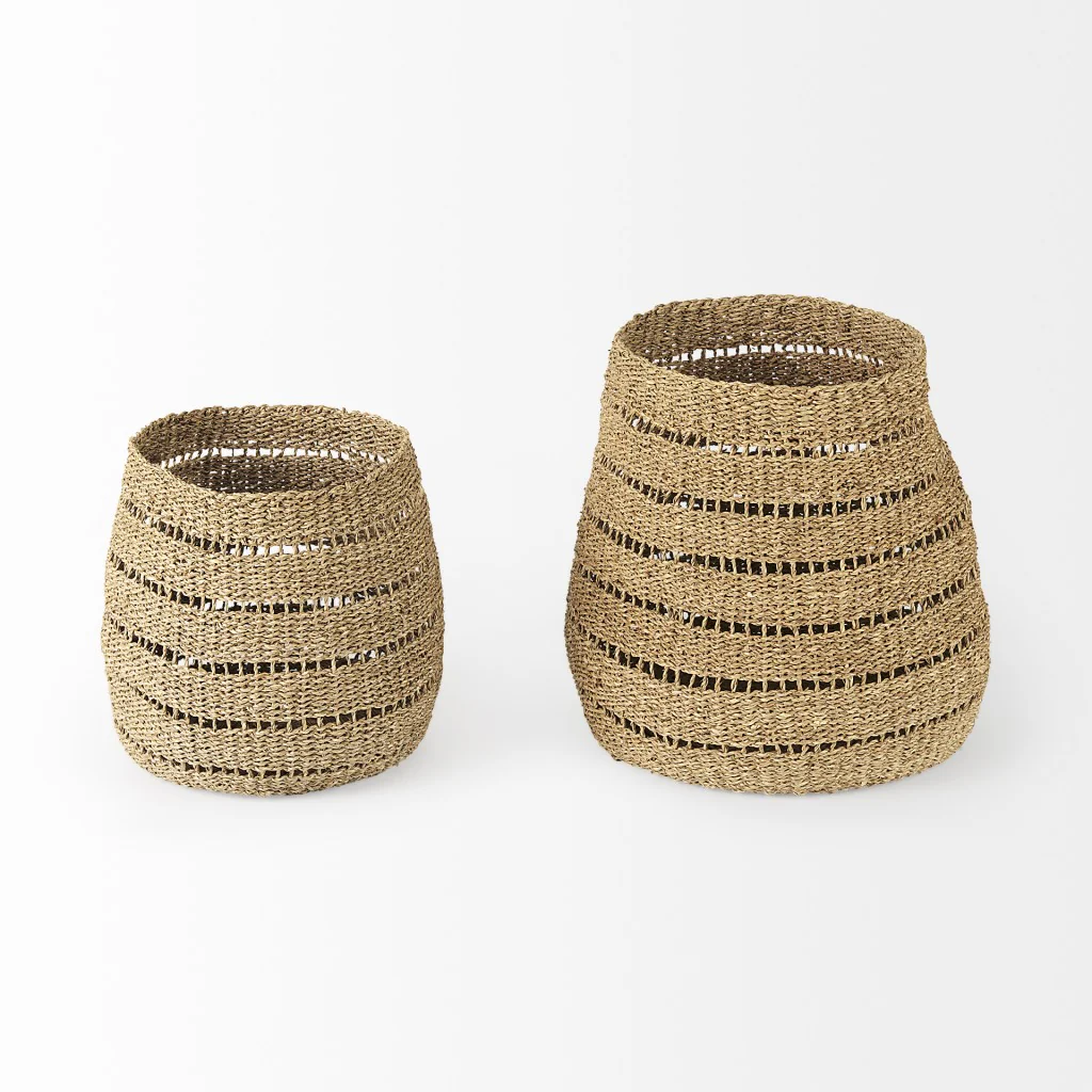 Set of Two Woven Wicker Storage Baskets By Homeroots - Image 2