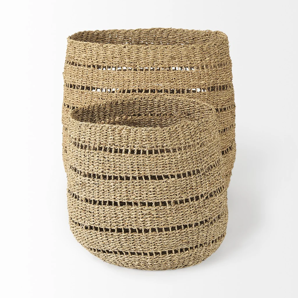 Set of Two Woven Wicker Storage Baskets By Homeroots - Image 3