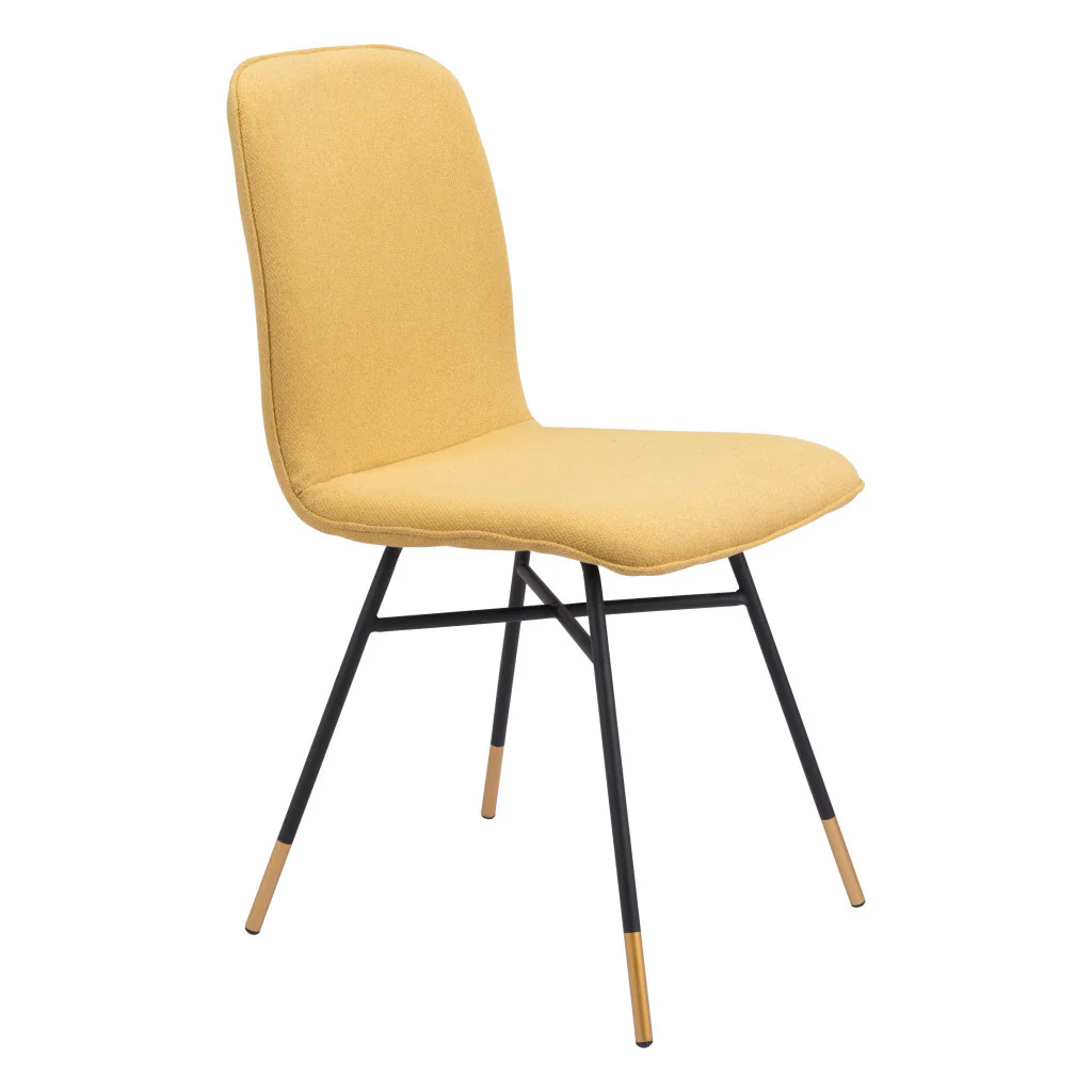 Set of Two Yellow And Black Upholstered Fabric Dining Side Chairs By Homeroots - Image 2