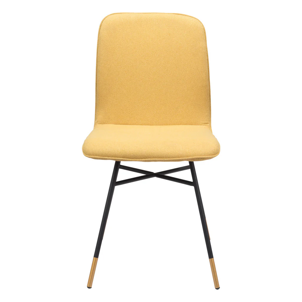 Set of Two Yellow And Black Upholstered Fabric Dining Side Chairs By Homeroots - Image 3