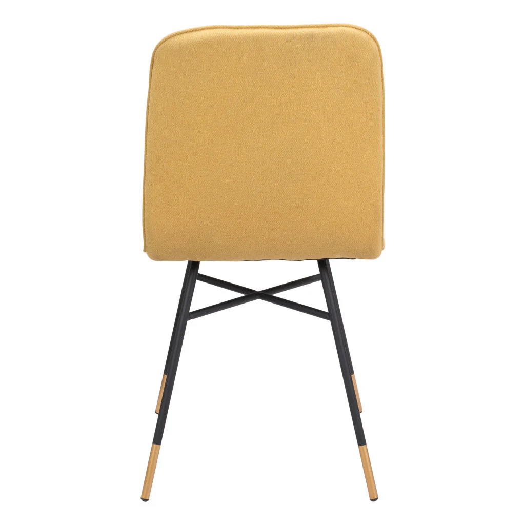 Set of Two Yellow And Black Upholstered Fabric Dining Side Chairs By Homeroots - Image 4