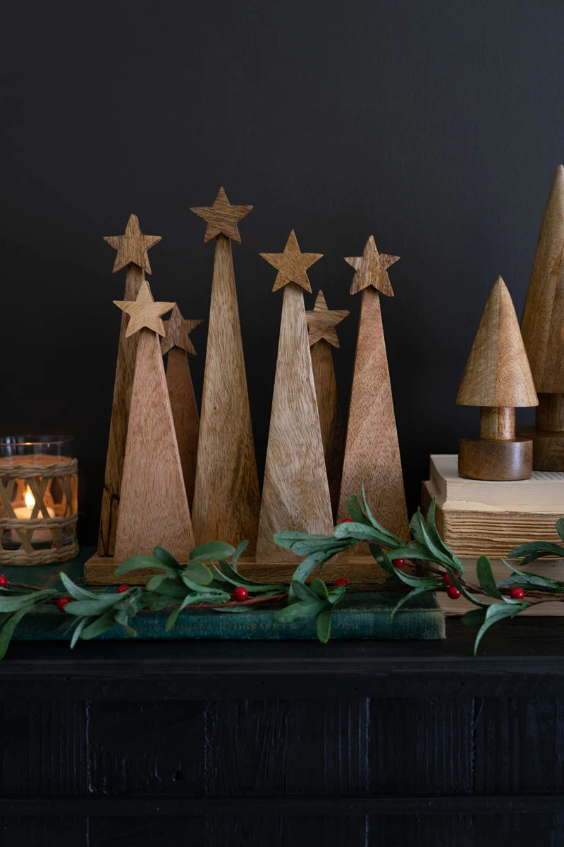 Seven Wooden Christmas Tree On A Base By Kalalou - Image 3