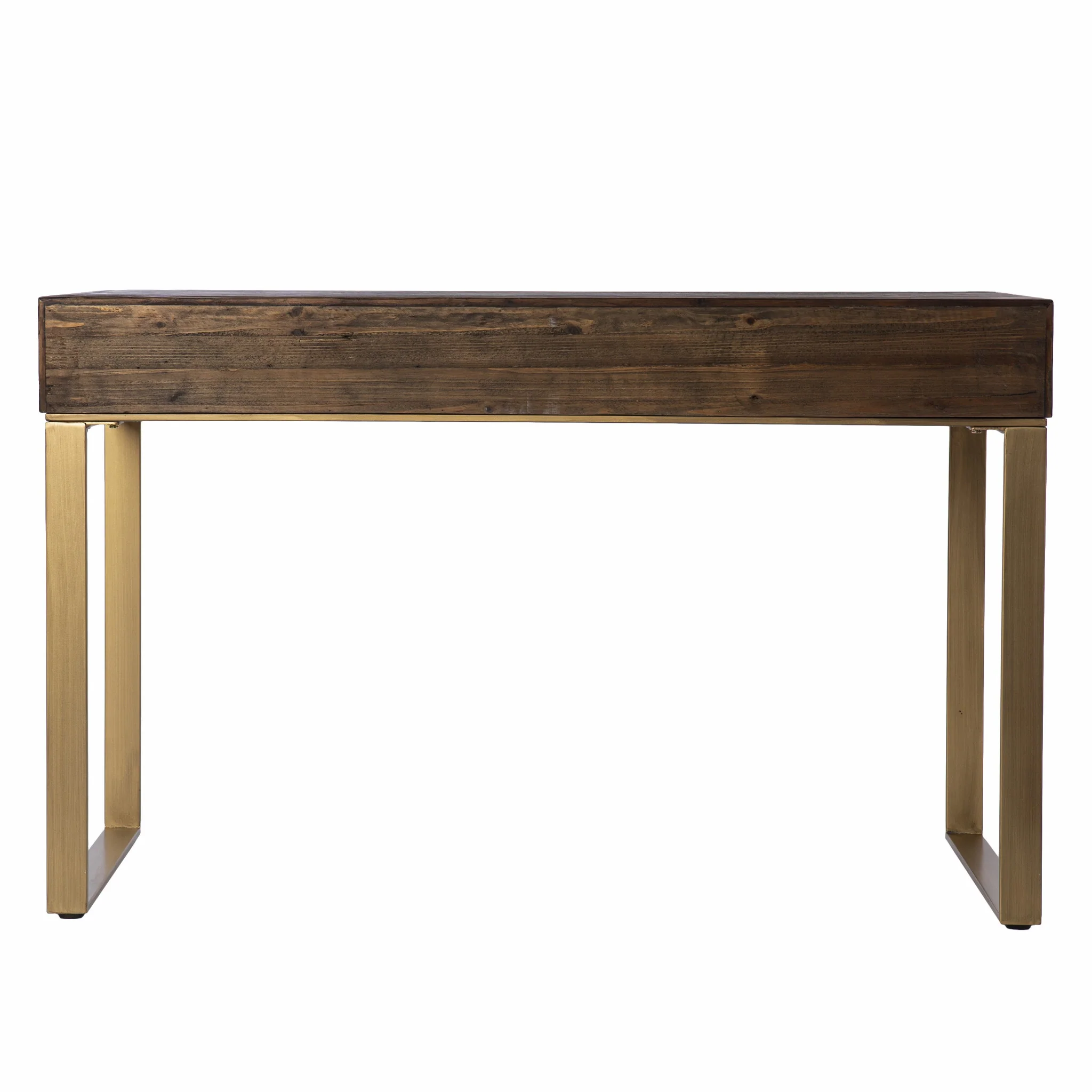 Shades of Brown and Gold Reclaimed Wooden Desk By Homeroots - Image 7