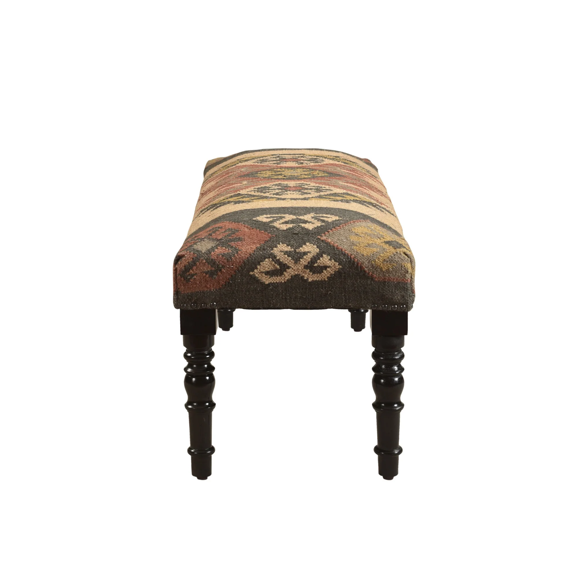 Shades of Brown Black Leg Southwest Upholstered Bench By Homeroots - Image 4