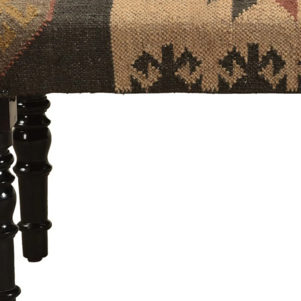 Shades of Brown Black Leg Southwest Upholstered Bench By Homeroots - Image 5
