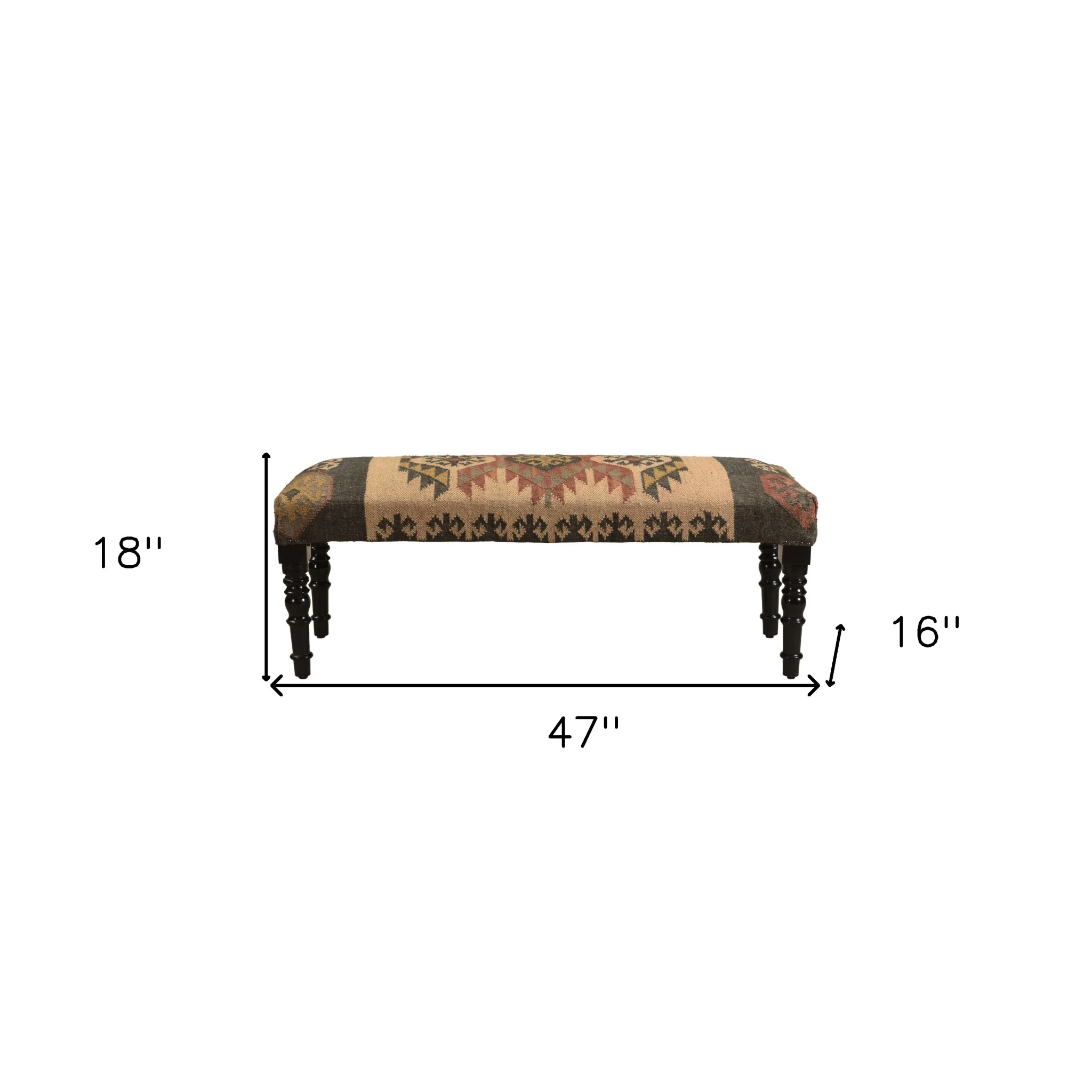 Shades of Brown Black Leg Southwest Upholstered Bench By Homeroots - Image 8