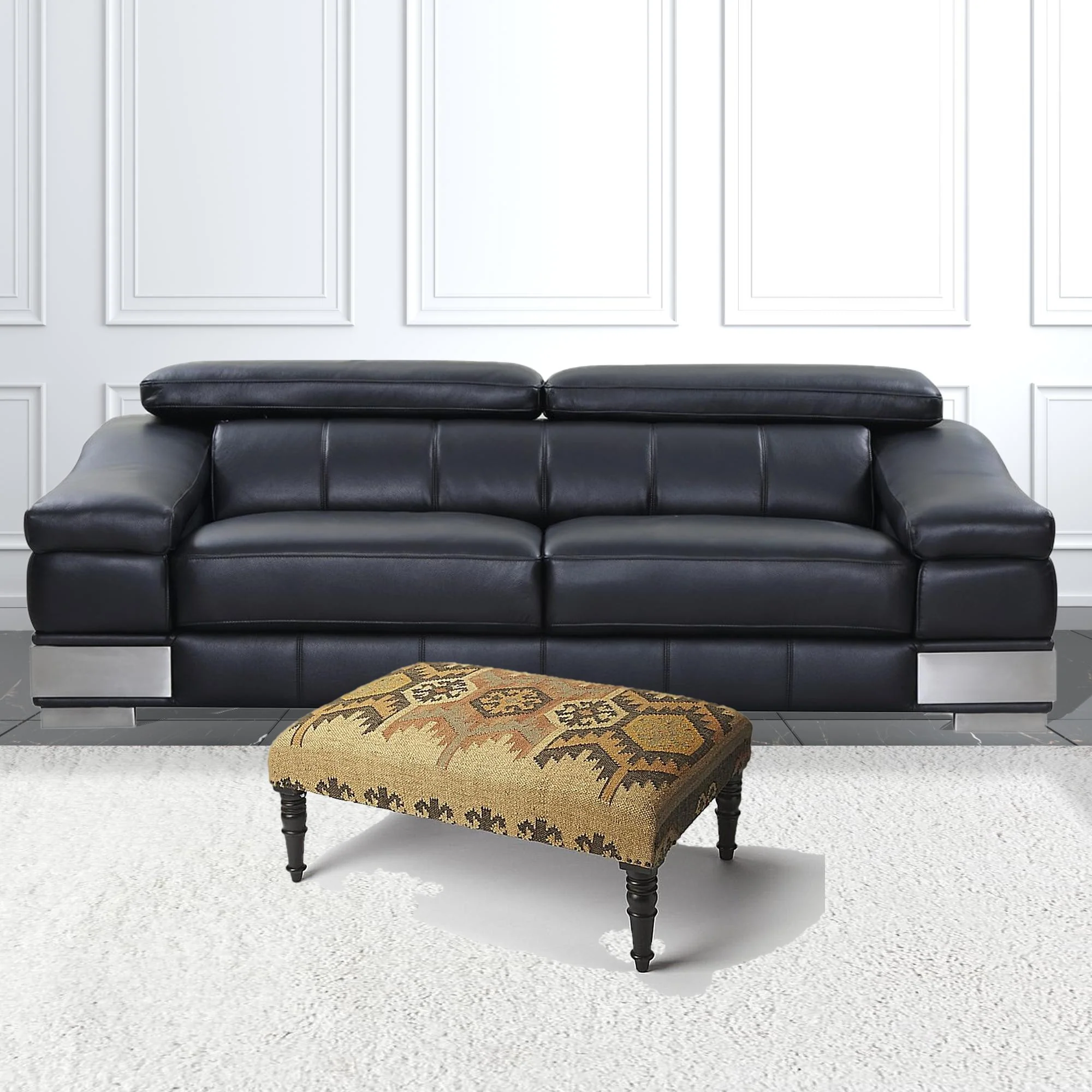 Shades of Brown Southwest Lodge Jute Ottoman By Homeroots - Image 2