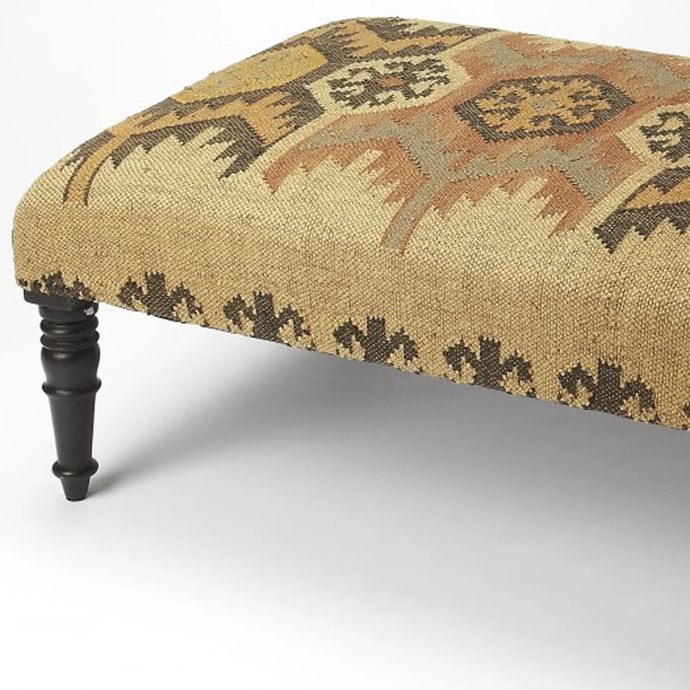 Shades of Brown Southwest Lodge Jute Ottoman By Homeroots - Image 4