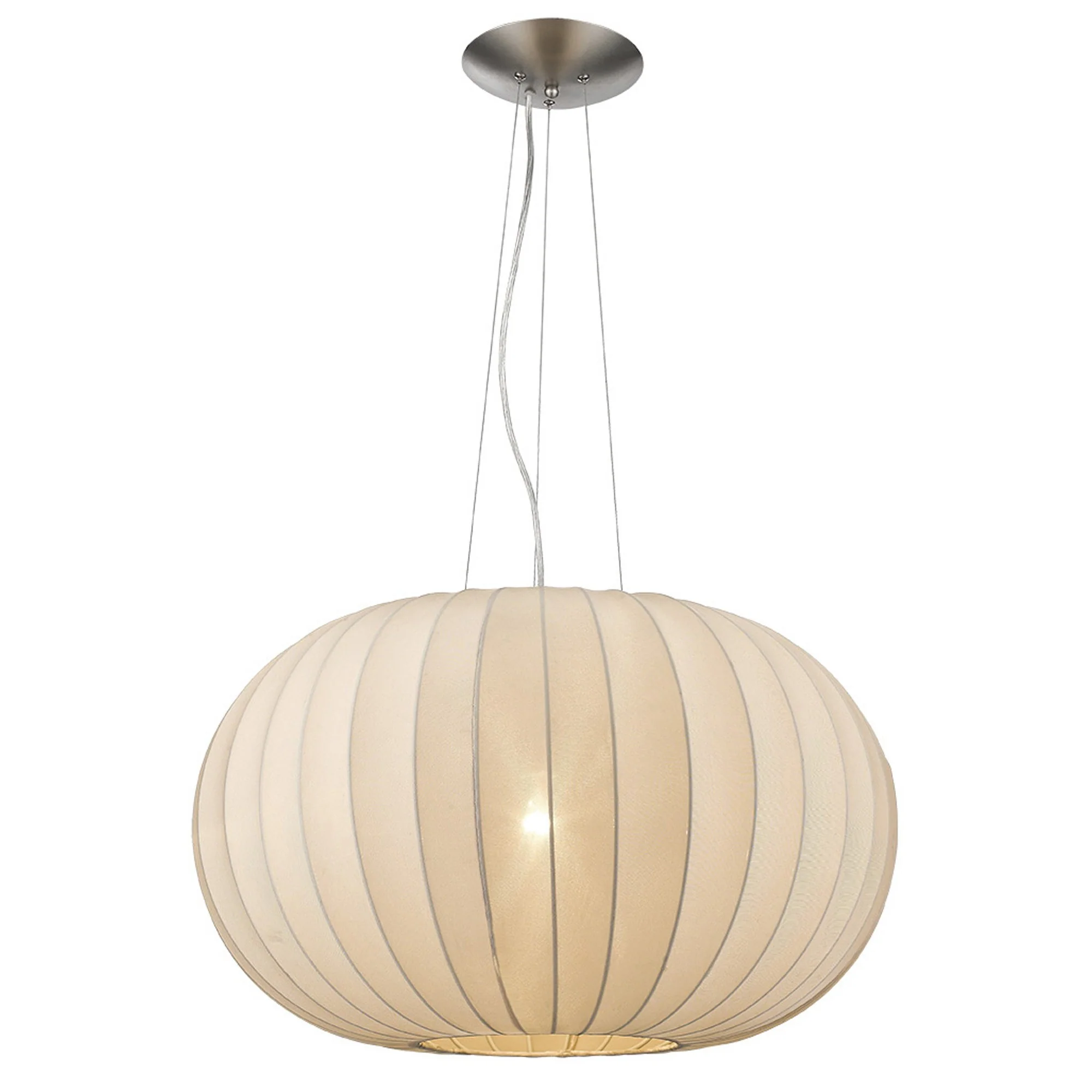 Shanghai 1-Light Brushed Nickel Pendant With Sheer Pearl Ribbon Shade By Homeroots - Image 2