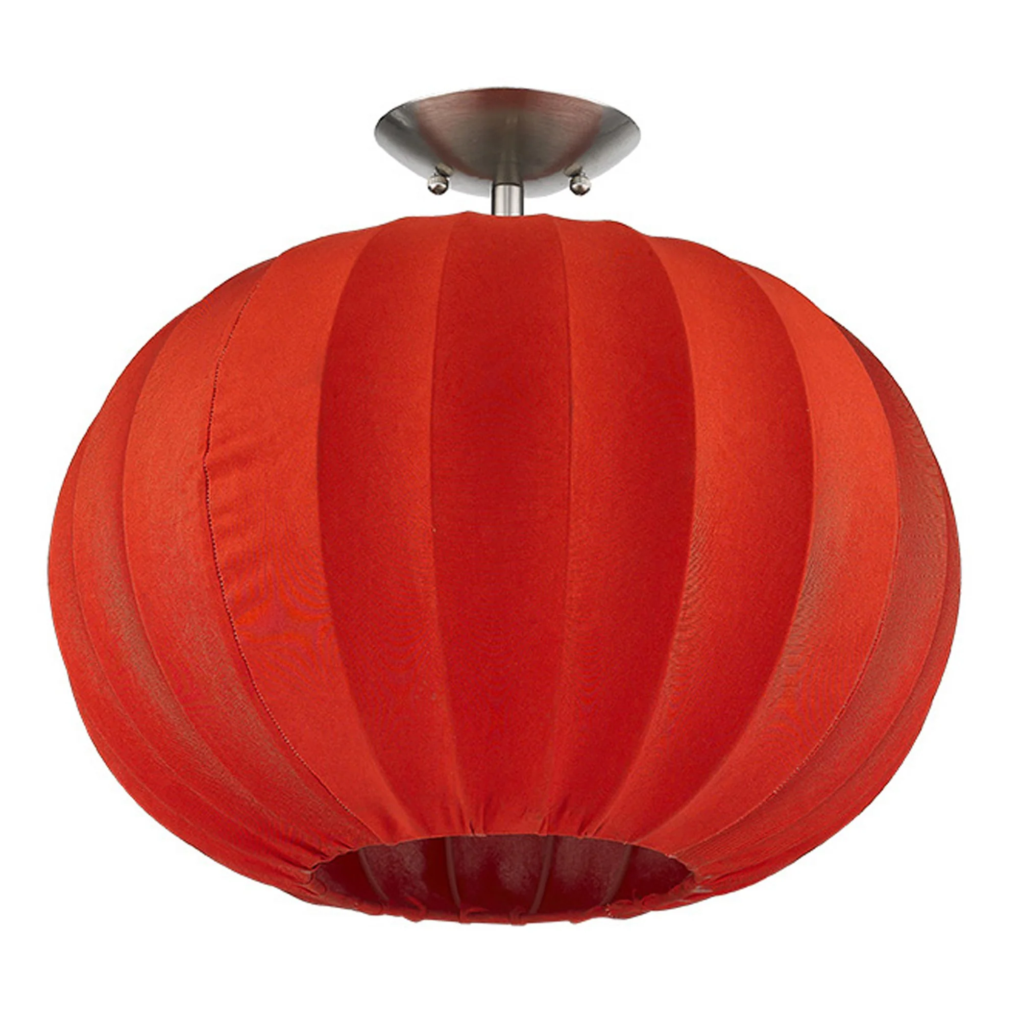 Shanghai 1-Light Brushed Nickel Pendant With Sheer Red Ribbon Shade By Homeroots - Image 2