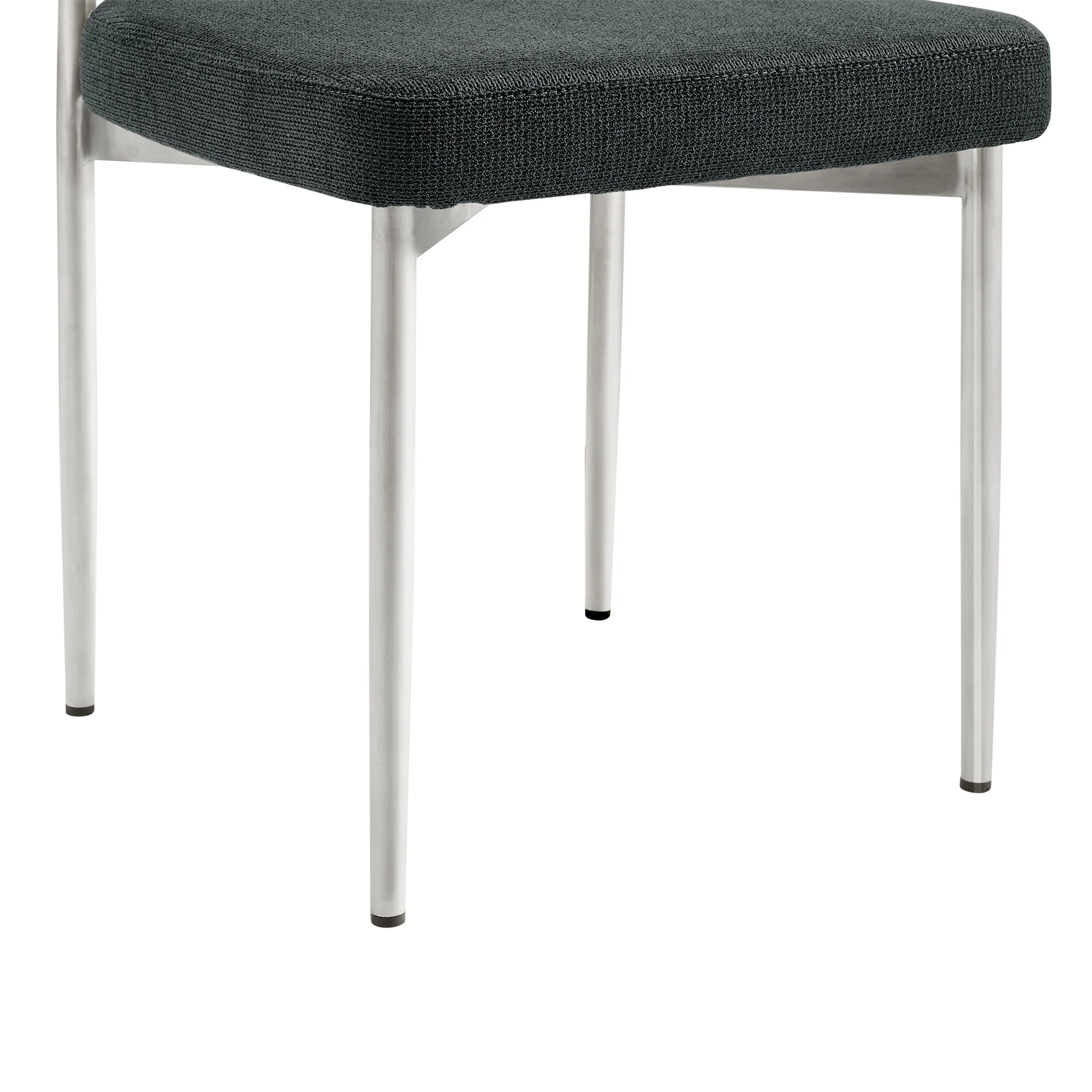 Shannon Dining Chair with Brushed Stainless Steel and Charcoal Fabric - Set of 2 By Armen Living - Image 10