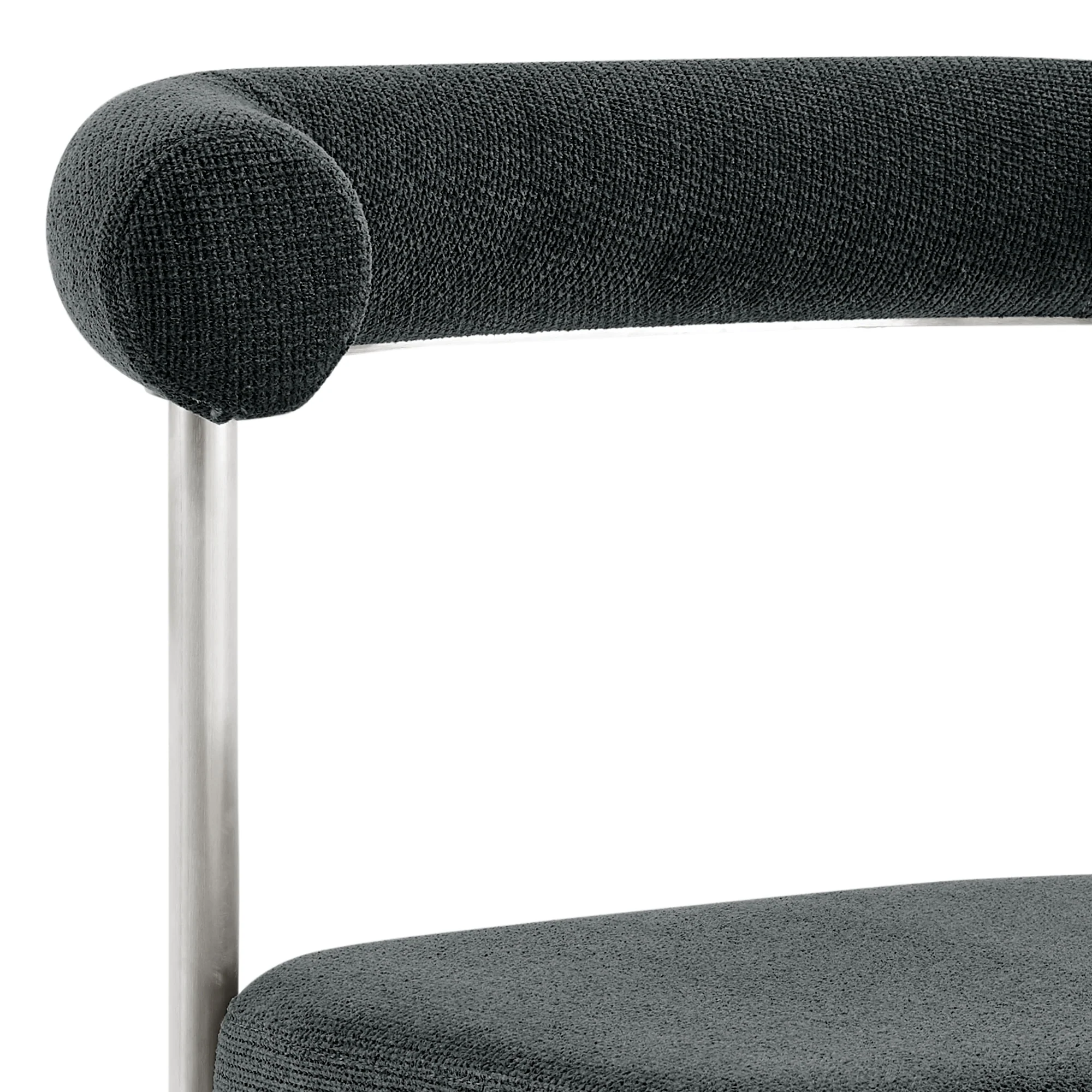 Shannon Dining Chair with Brushed Stainless Steel and Charcoal Fabric - Set of 2 By Armen Living - Image 12