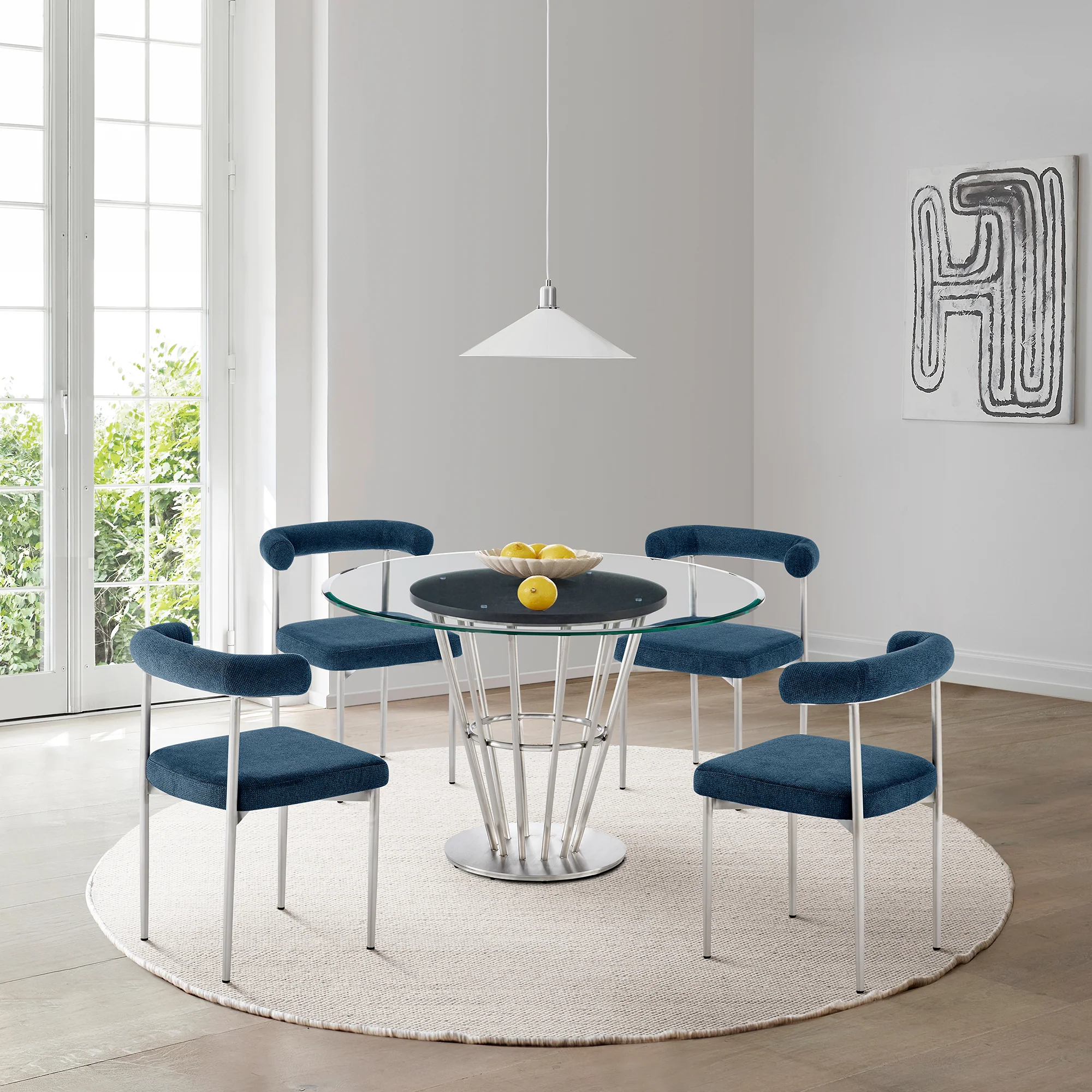 Shannon Dining Chair with Brushed Stainless Steel and Charcoal Fabric - Set of 2 By Armen Living - Image 14