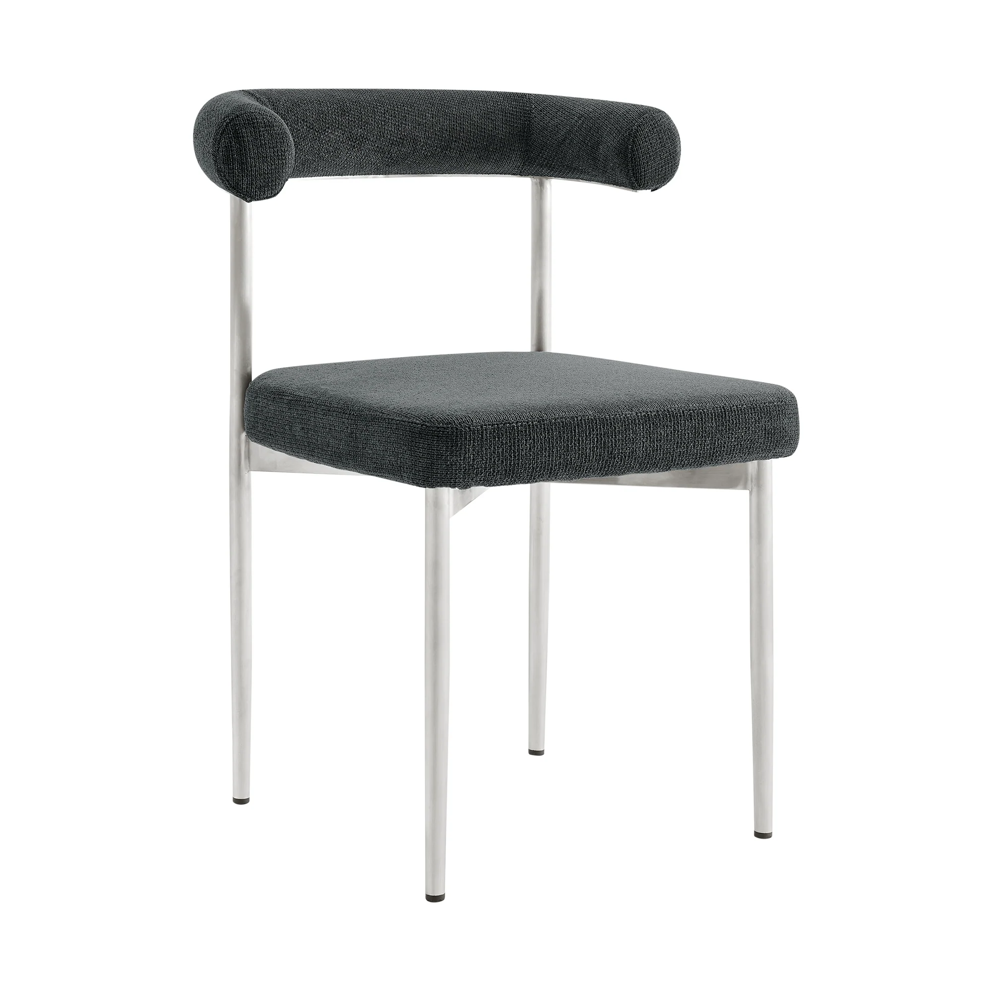 Shannon Dining Chair with Brushed Stainless Steel and Charcoal Fabric - Set of 2 By Armen Living - Image 4
