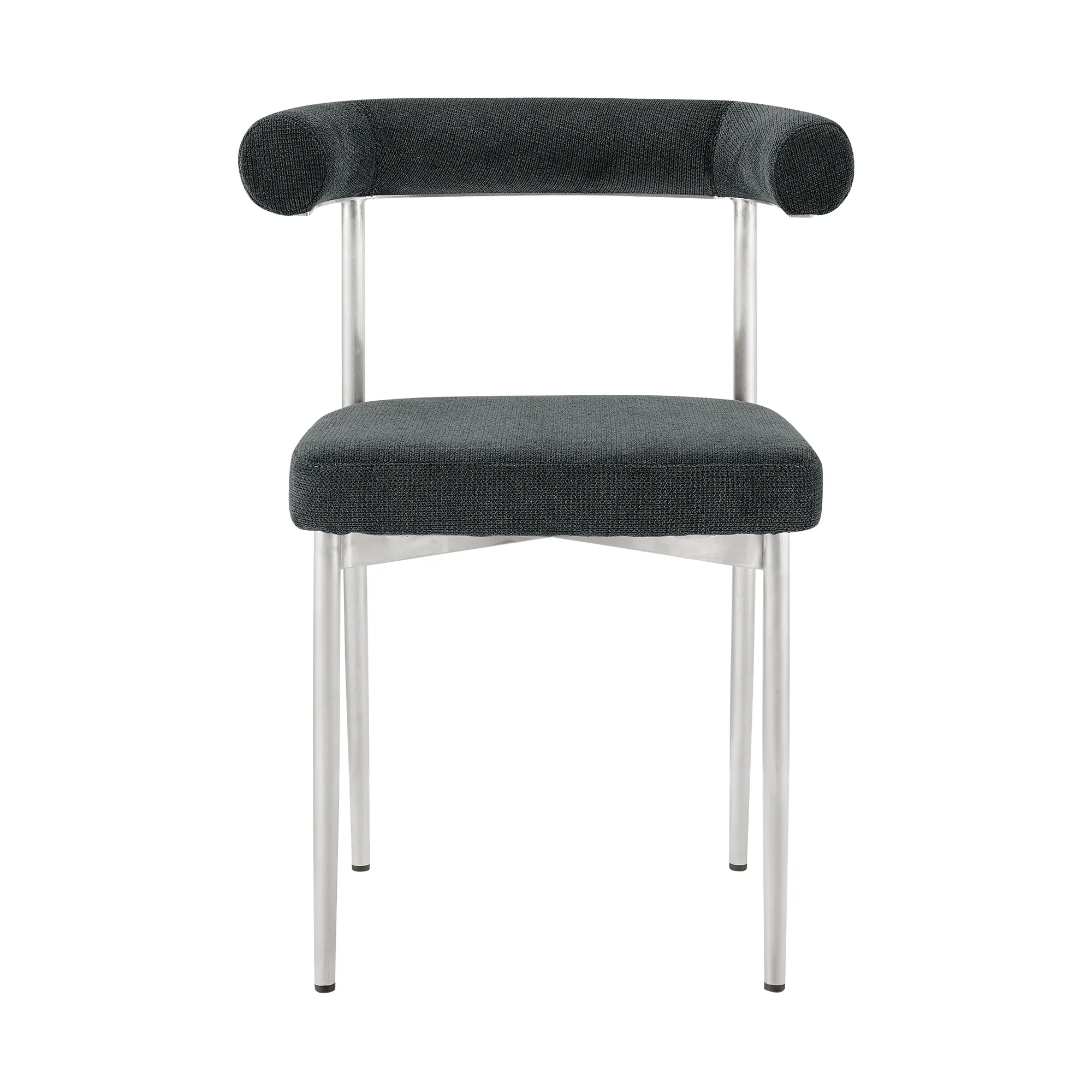 Shannon Dining Chair with Brushed Stainless Steel and Charcoal Fabric - Set of 2 By Armen Living - Image 5