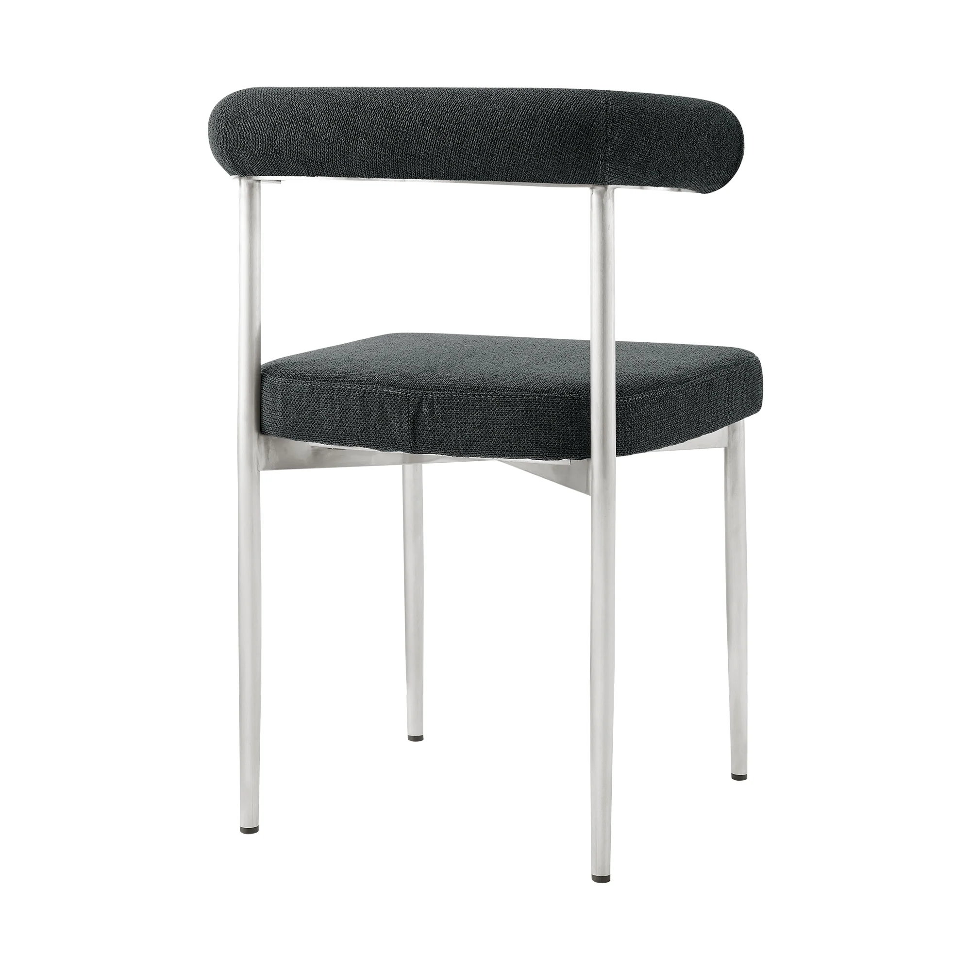 Shannon Dining Chair with Brushed Stainless Steel and Charcoal Fabric - Set of 2 By Armen Living - Image 6