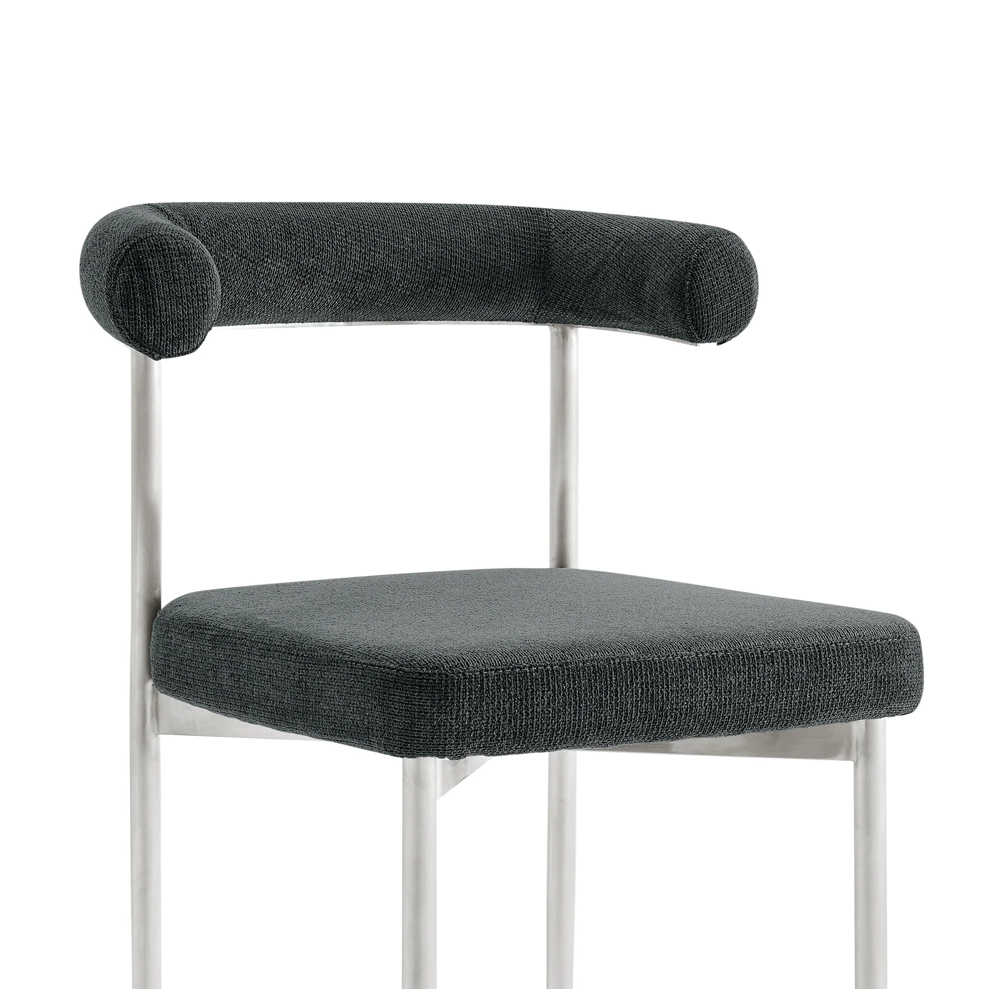 Shannon Dining Chair with Brushed Stainless Steel and Charcoal Fabric - Set of 2 By Armen Living - Image 7