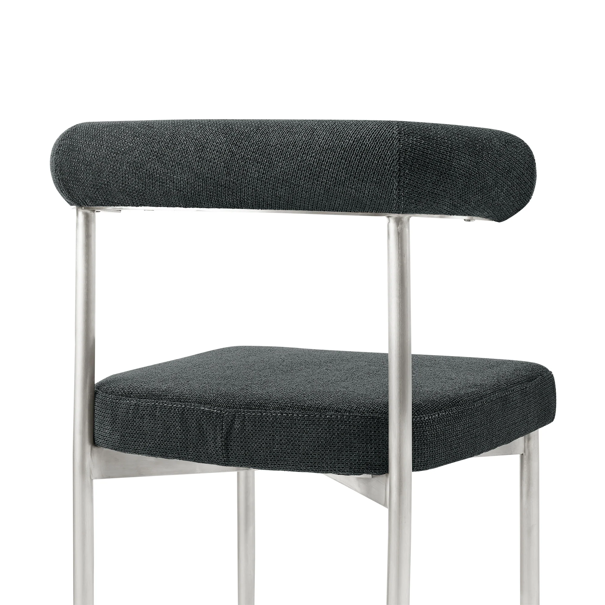 Shannon Dining Chair with Brushed Stainless Steel and Charcoal Fabric - Set of 2 By Armen Living - Image 8