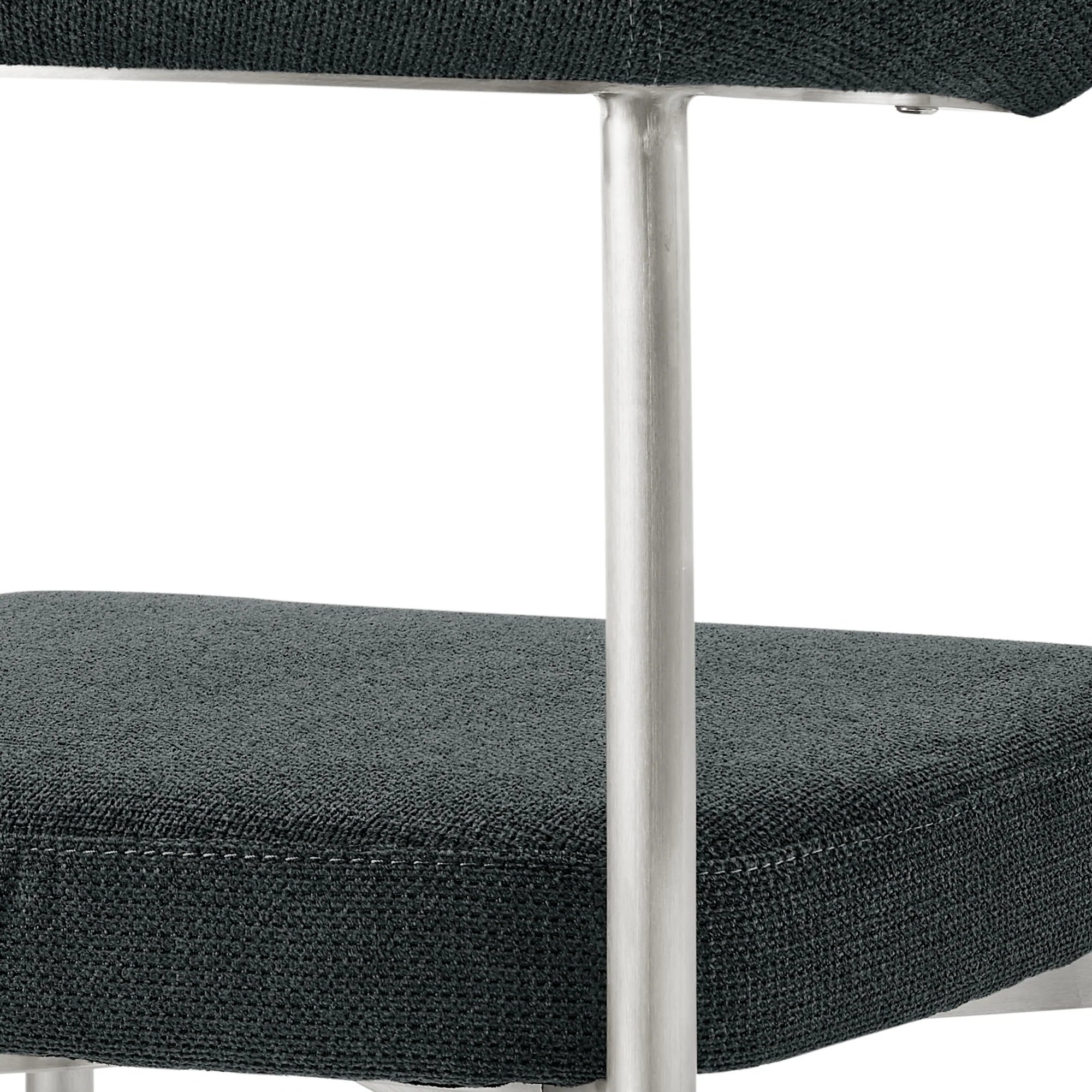 Shannon Dining Chair with Brushed Stainless Steel and Charcoal Fabric - Set of 2 By Armen Living - Image 9