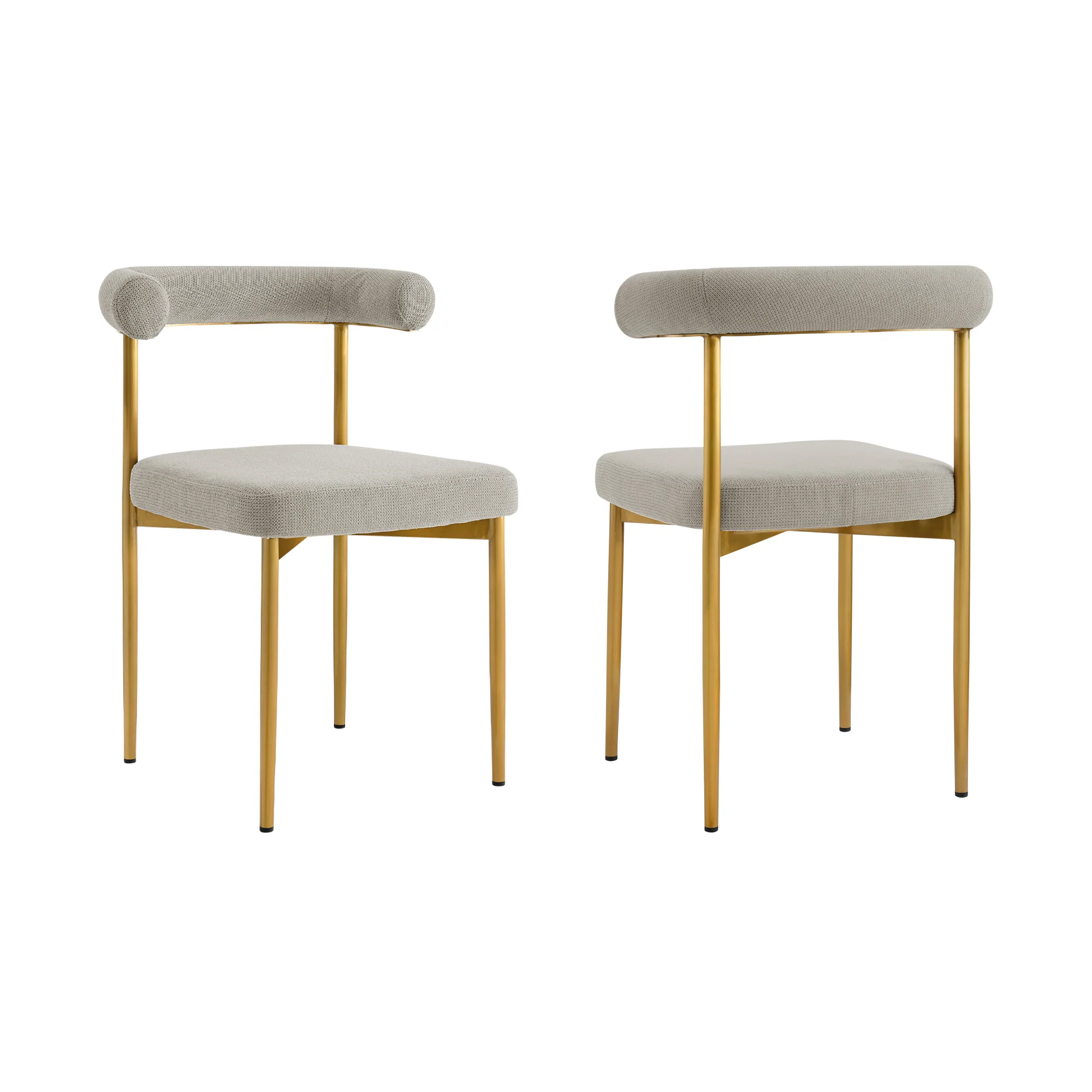 Shannon Dining Chair with Gold Brushed Stainless Steel and Taupe Fabric - Set of 2 By Armen Living - Image 3