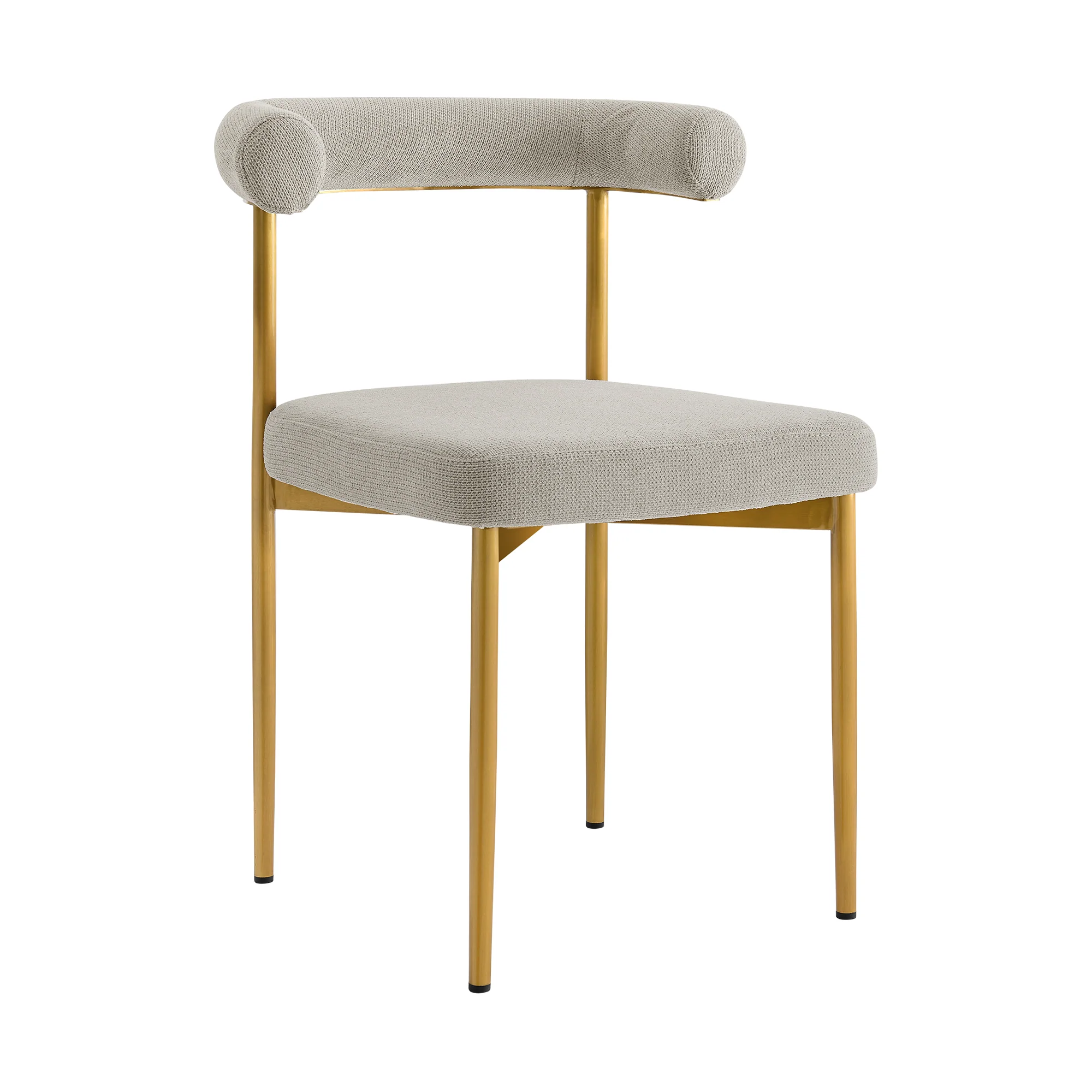 Shannon Dining Chair with Gold Brushed Stainless Steel and Taupe Fabric - Set of 2 By Armen Living - Image 4