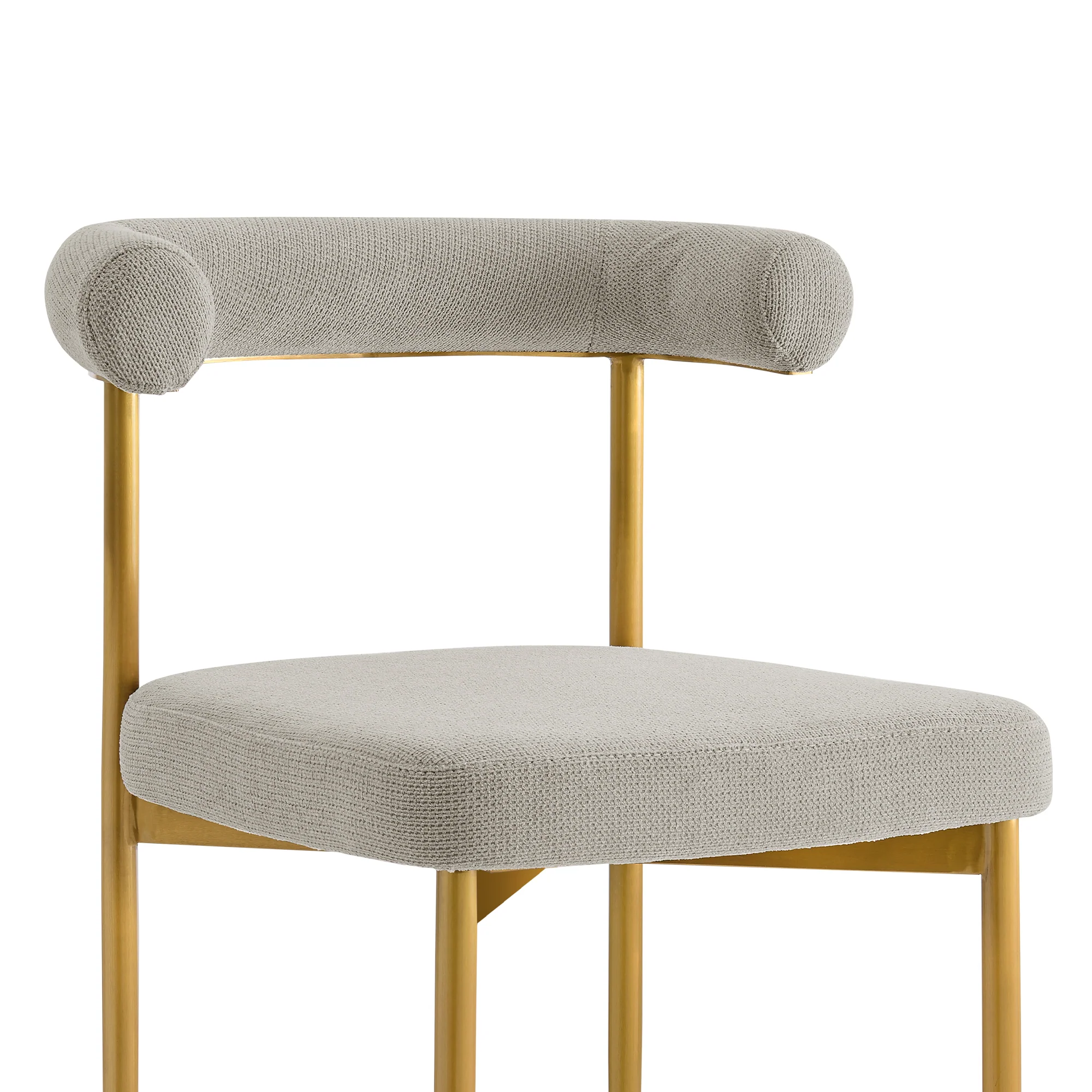 Shannon Dining Chair with Gold Brushed Stainless Steel and Taupe Fabric - Set of 2 By Armen Living - Image 7