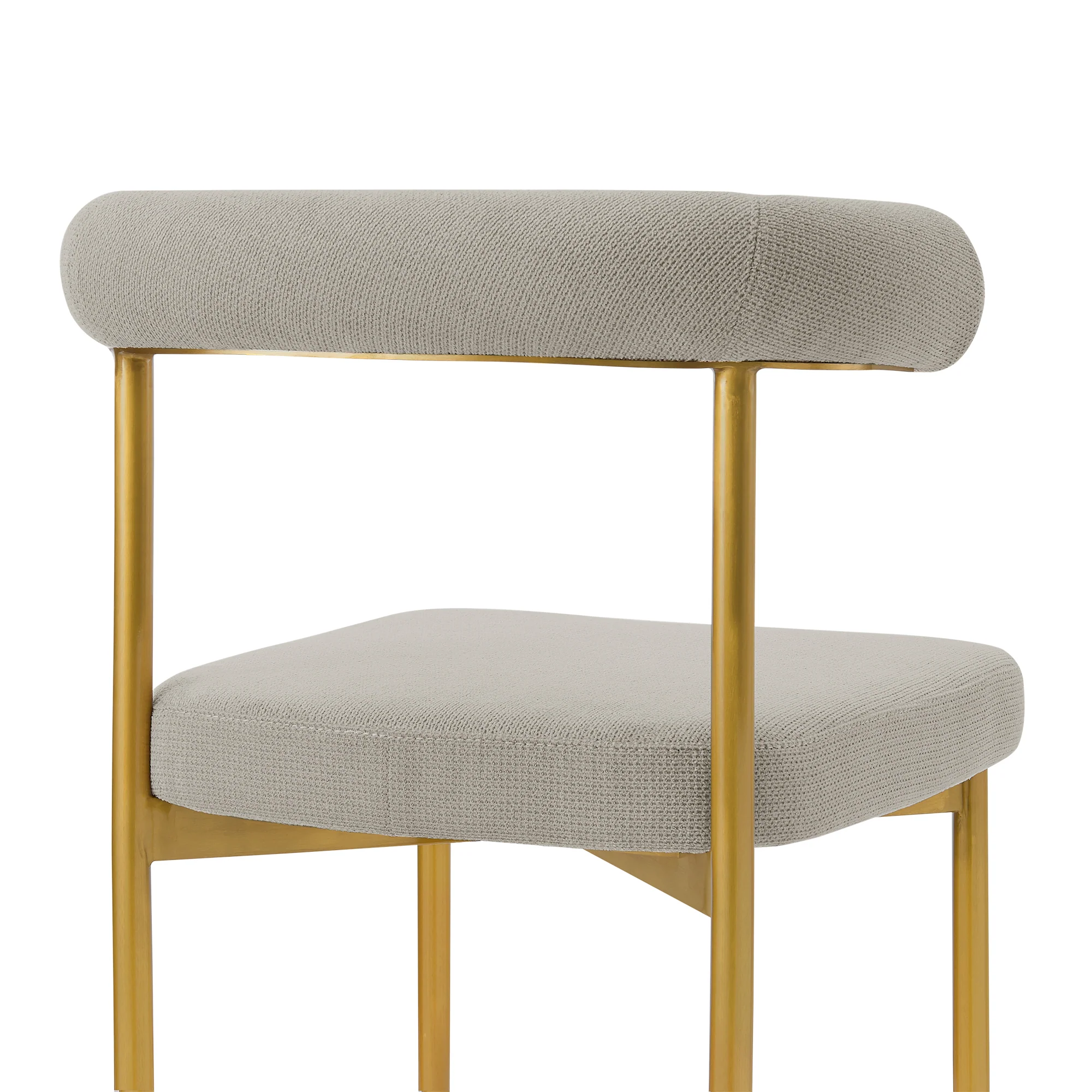 Shannon Dining Chair with Gold Brushed Stainless Steel and Taupe Fabric - Set of 2 By Armen Living - Image 8