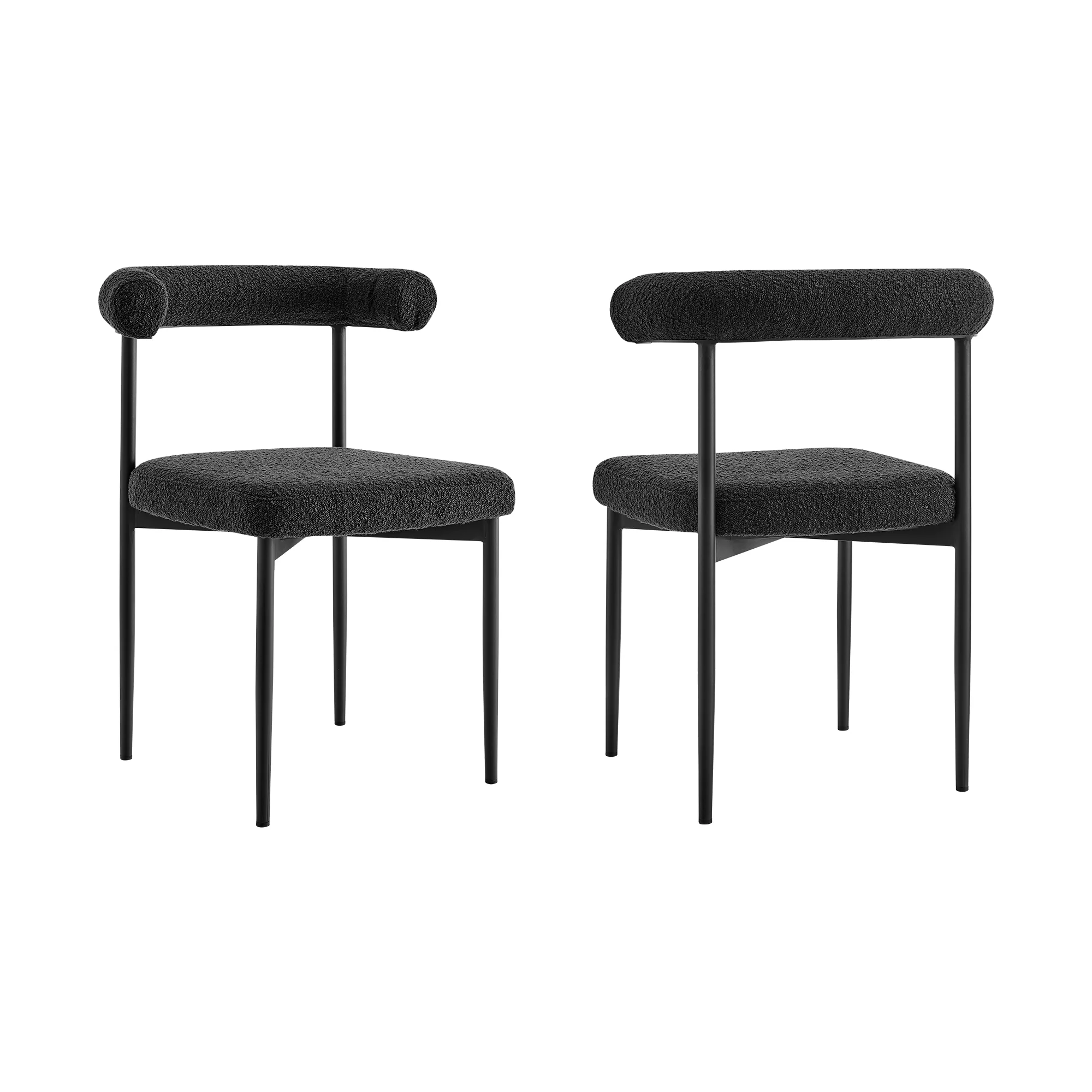 Shannon Dining Chair with Matte Black Iron and Thundercloud Gray Fabric - Set of 2 By Armen Living - Image 15