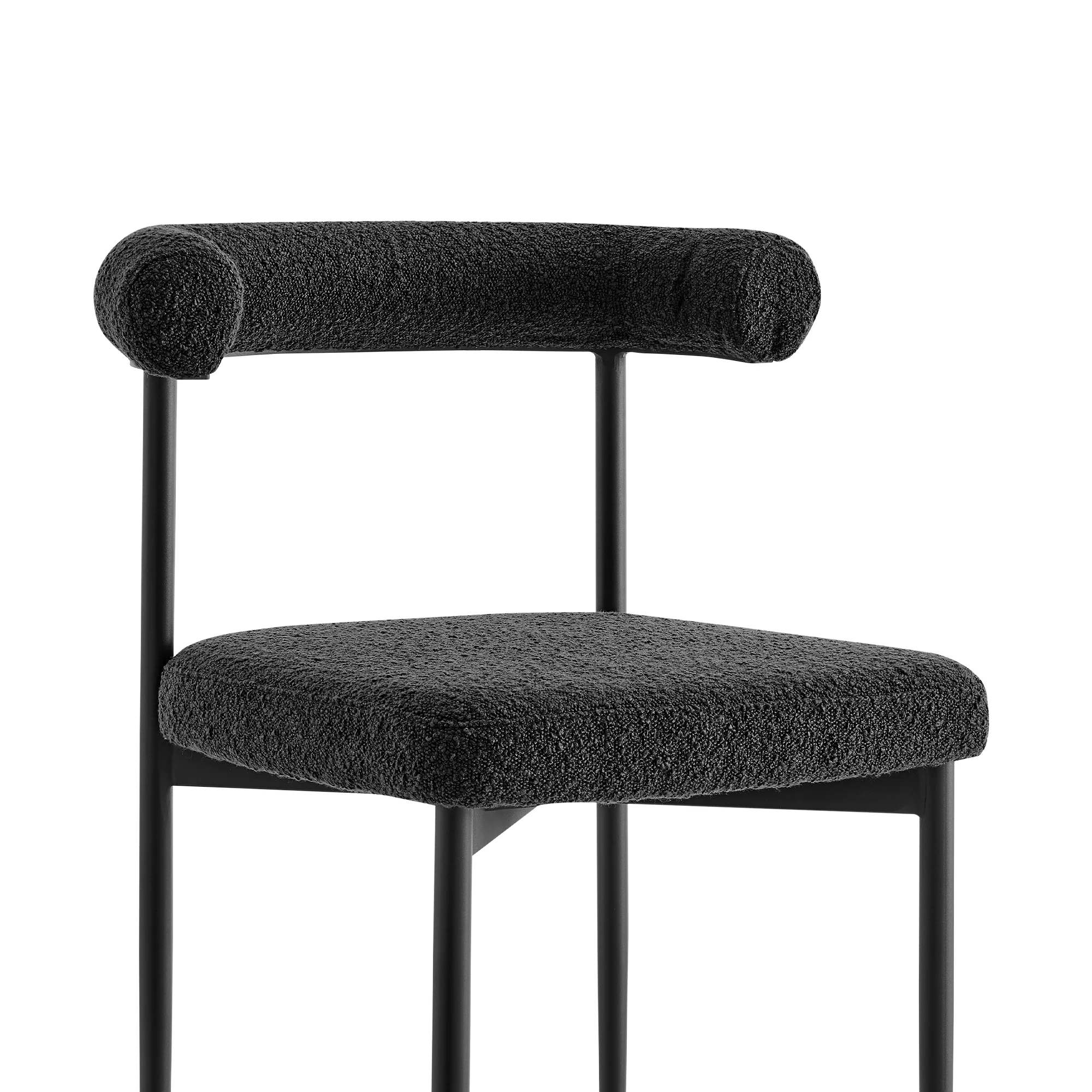 Shannon Dining Chair with Matte Black Iron and Thundercloud Gray Fabric - Set of 2 By Armen Living - Image 19
