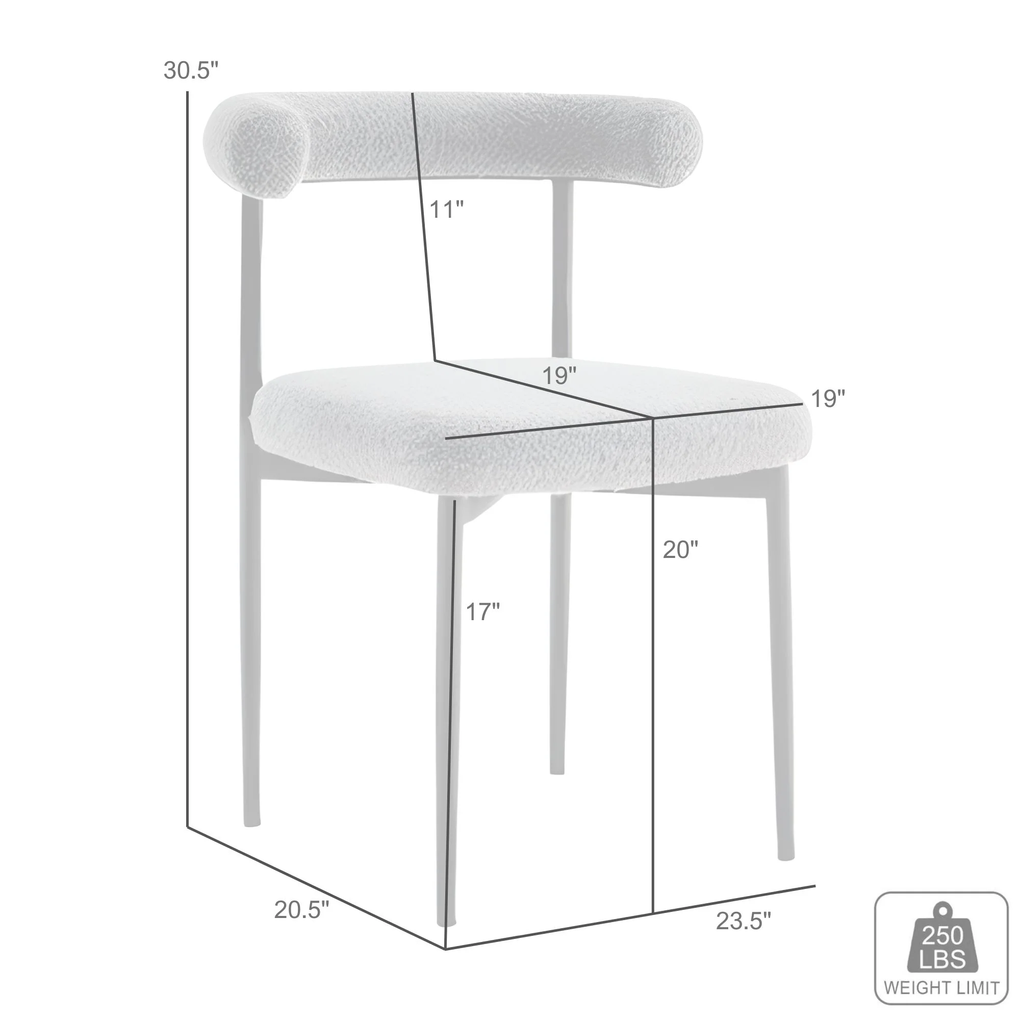 Shannon Dining Chair with Matte Black Iron and Thundercloud Gray Fabric - Set of 2 By Armen Living - Image 23