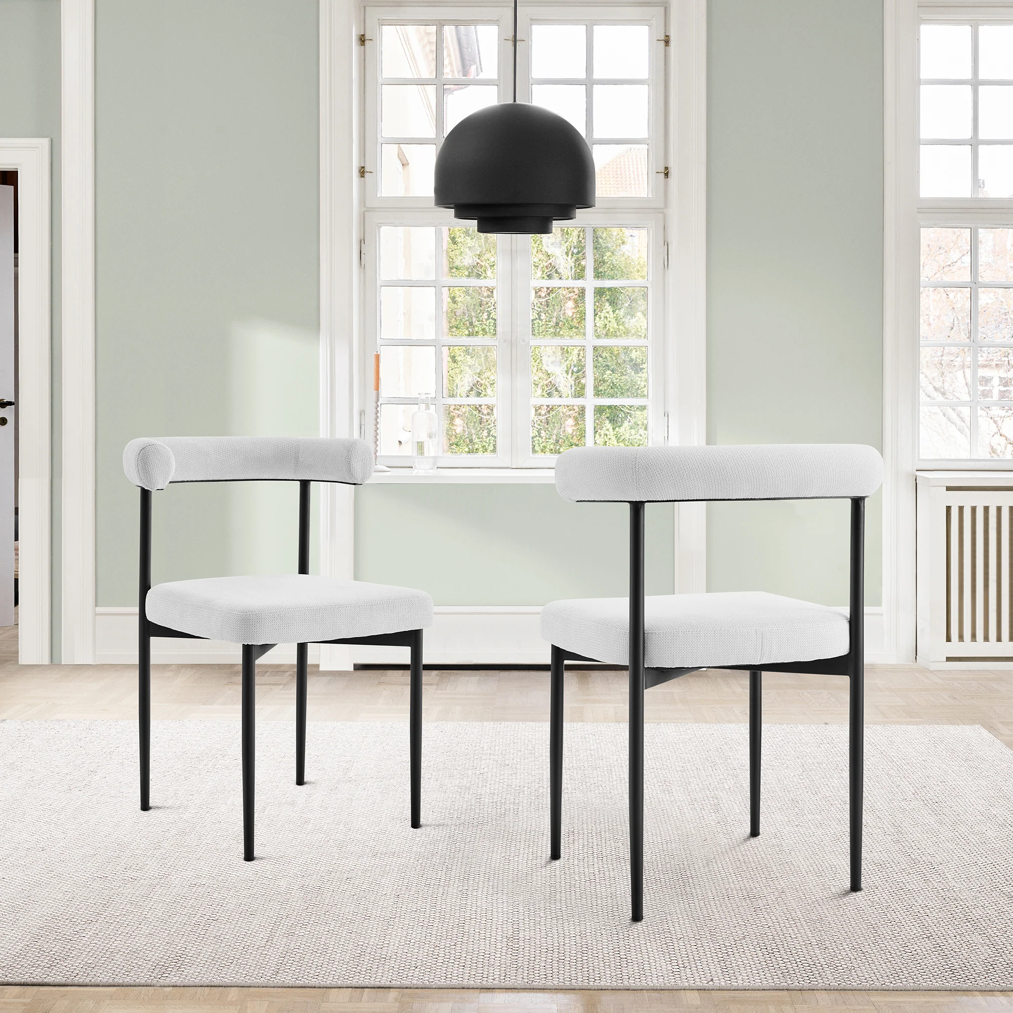 Shannon Dining Chair with Matte Black Iron and Thundercloud Gray Fabric - Set of 2 By Armen Living - Image 25