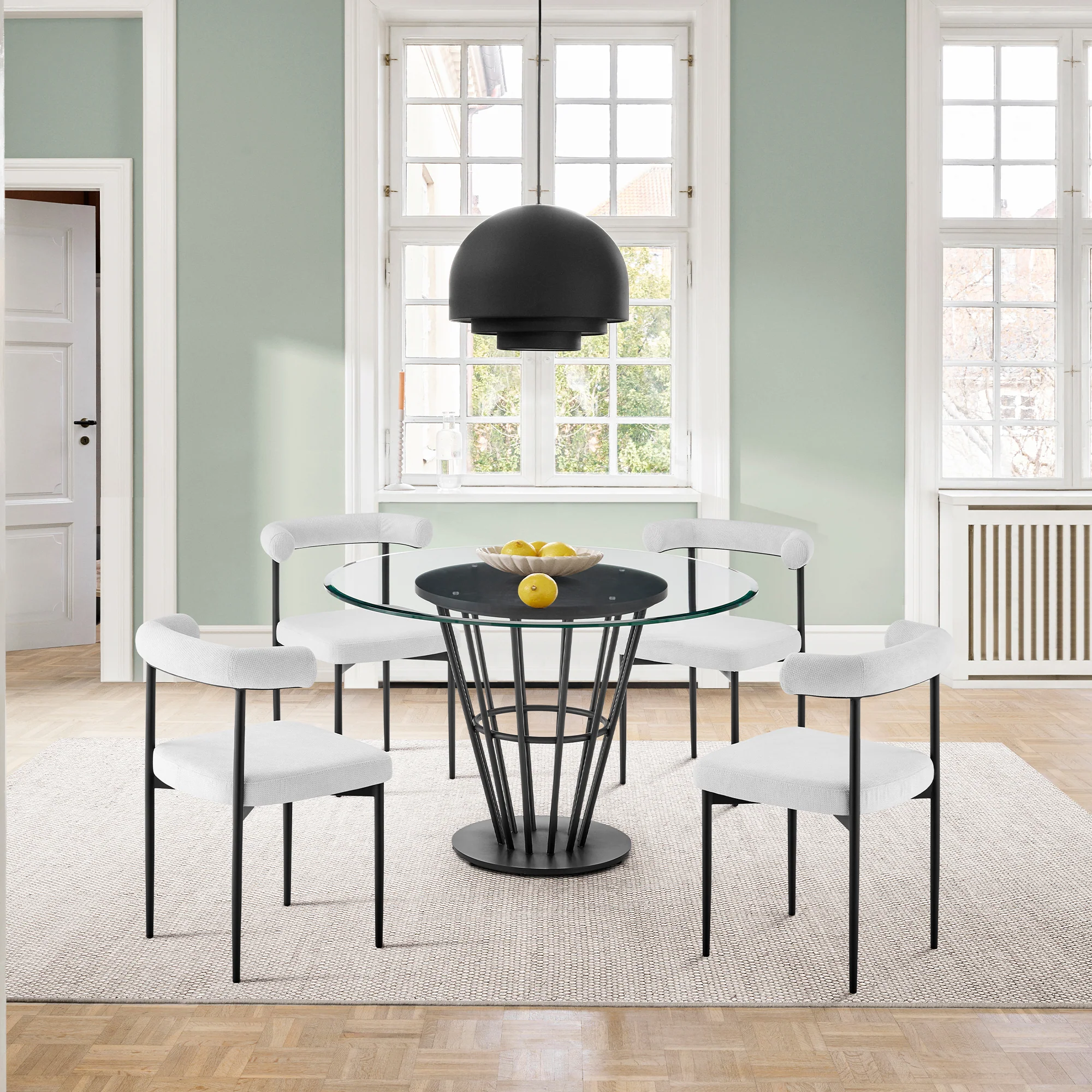 Shannon Dining Chair with Matte Black Iron and Thundercloud Gray Fabric - Set of 2 By Armen Living - Image 26