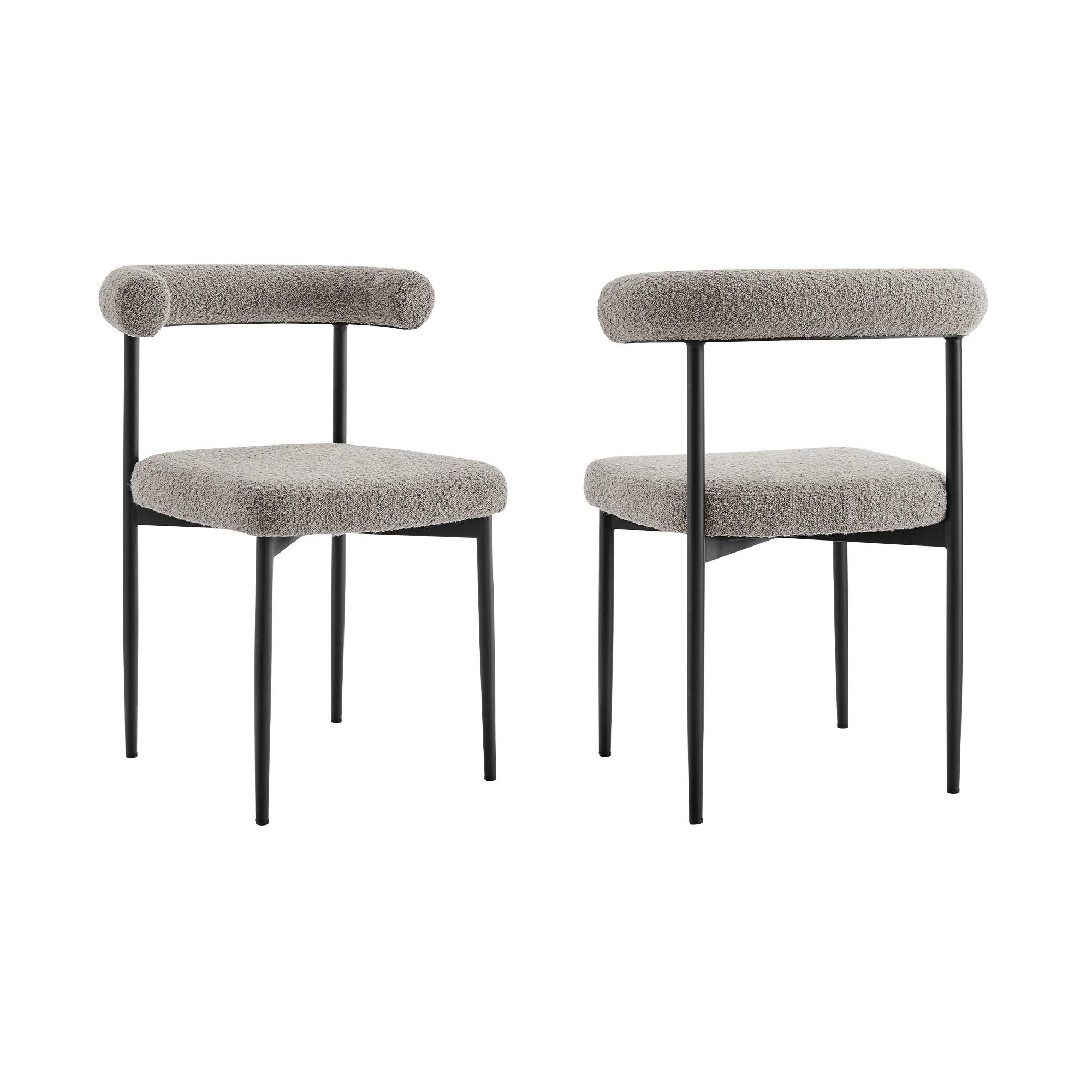 Shannon Dining Chair with Matte Black Iron and Thundercloud Gray Fabric - Set of 2 By Armen Living - Image 3