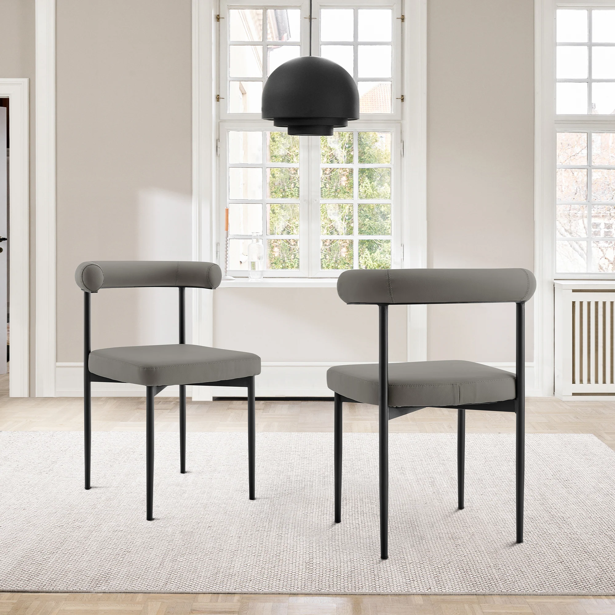 Shannon Dining Chair with Matte Black Iron and Thundercloud Gray Fabric - Set of 2 By Armen Living - Image 37