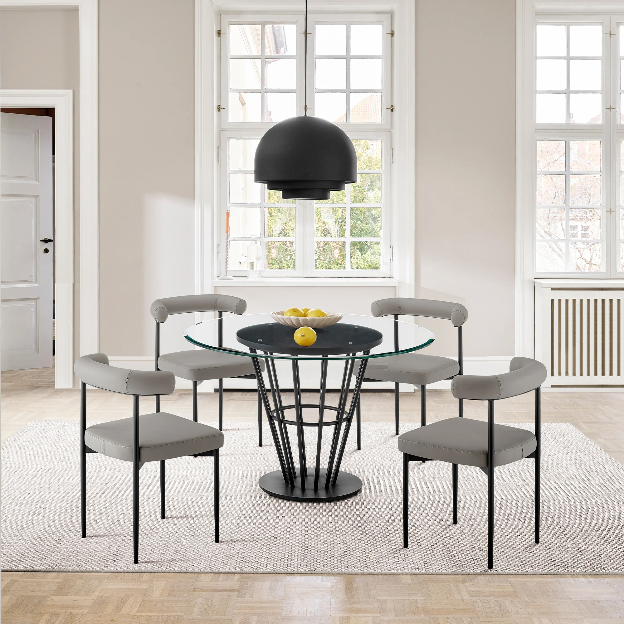 Shannon Dining Chair with Matte Black Iron and Thundercloud Gray Fabric - Set of 2 By Armen Living - Image 38