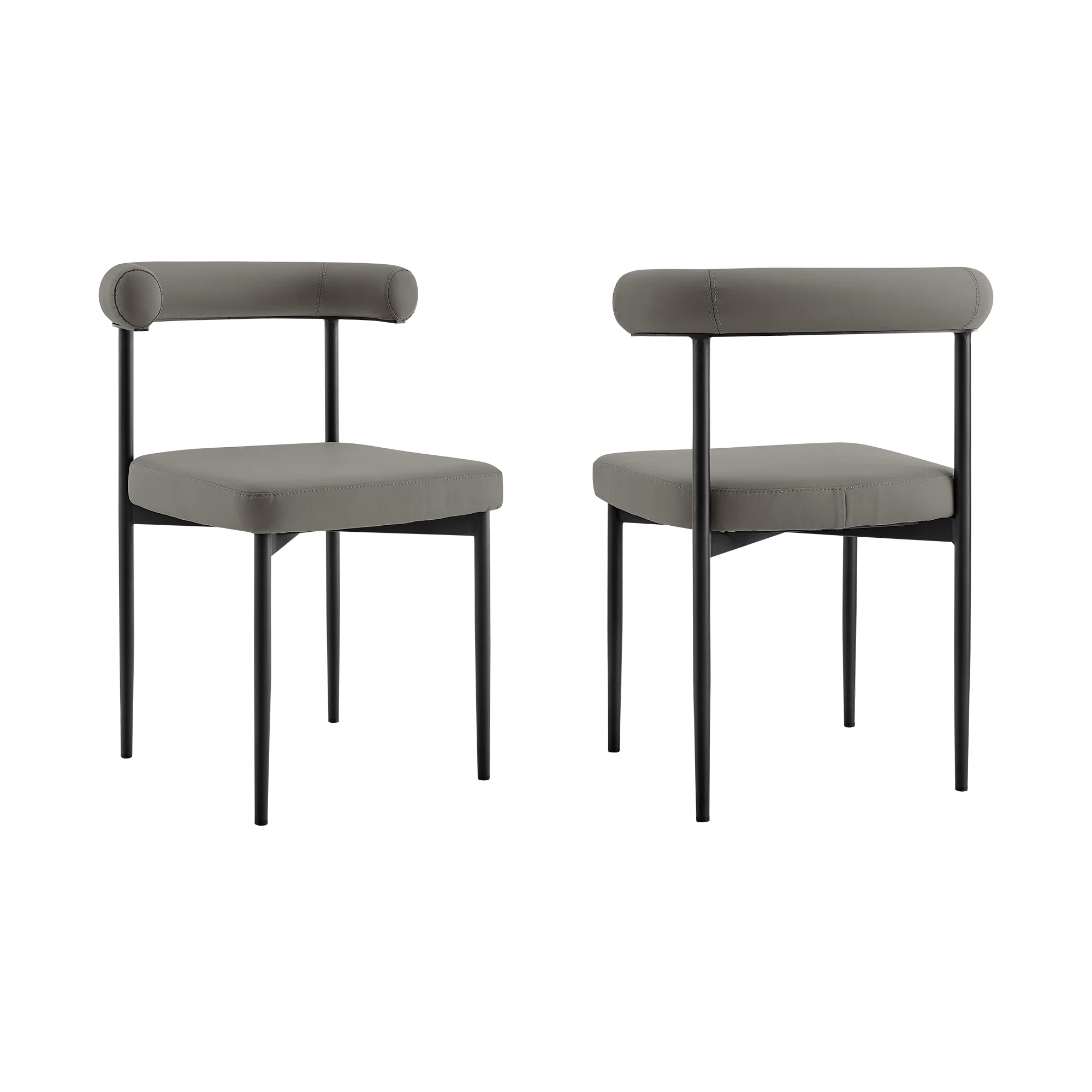 Shannon Dining Chair with Matte Black Iron and Thundercloud Gray Fabric - Set of 2 By Armen Living - Image 39