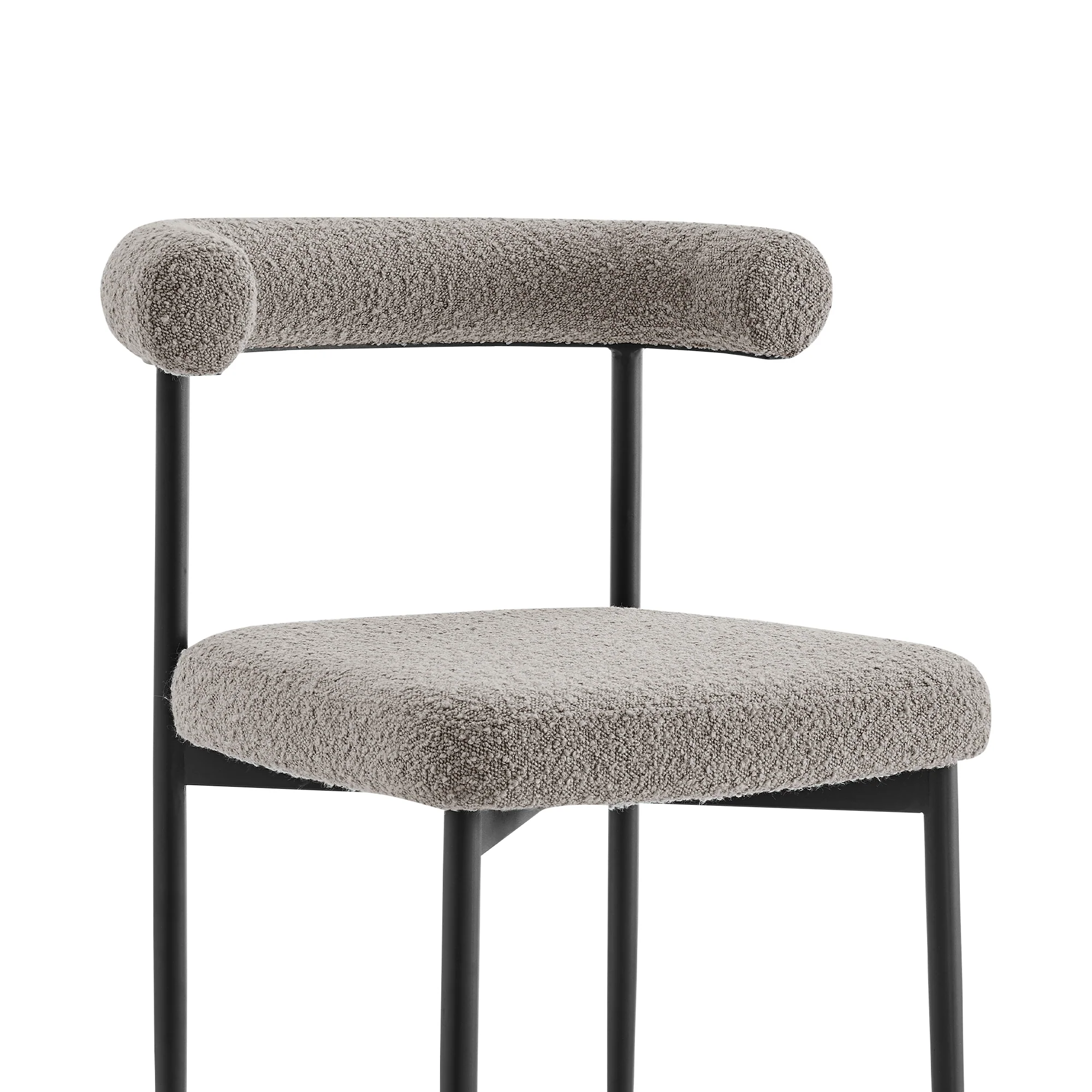Shannon Dining Chair with Matte Black Iron and Thundercloud Gray Fabric - Set of 2 By Armen Living - Image 7