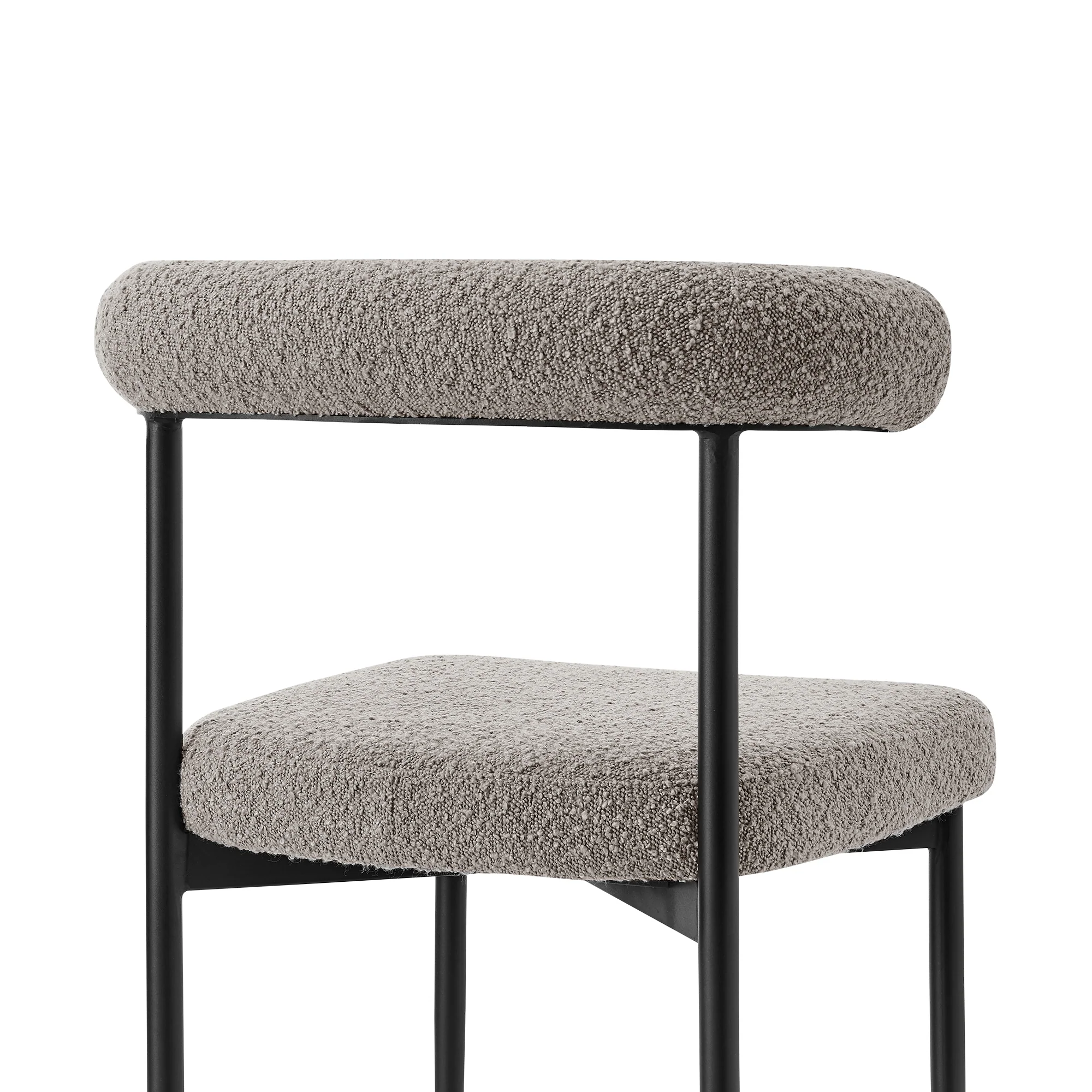 Shannon Dining Chair with Matte Black Iron and Thundercloud Gray Fabric - Set of 2 By Armen Living - Image 8