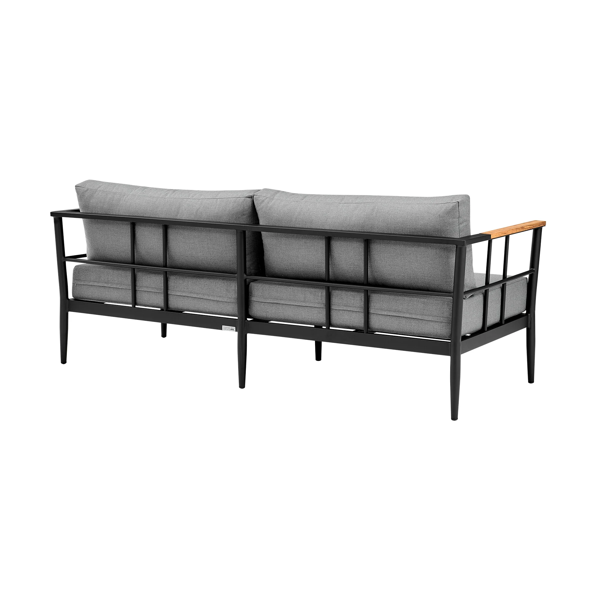 Shari Outdoor Patio 4-Piece Lounge Set in Aluminum with Teak Wood and Grey Cushions By Armen Living - Image 4
