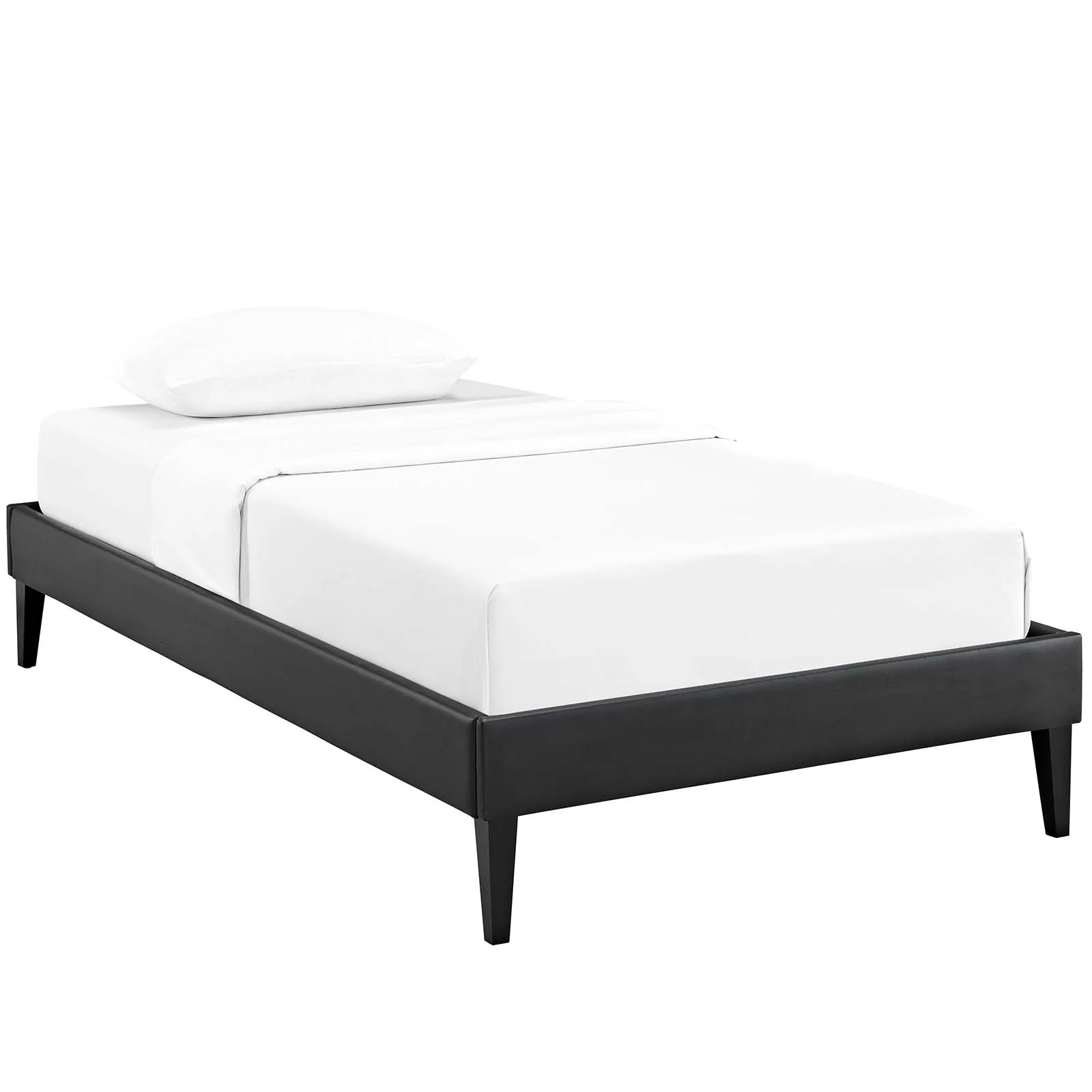 Sharon Vinyl Twin Bed Frame with Squared Tapered Legs by Modway - Image 2