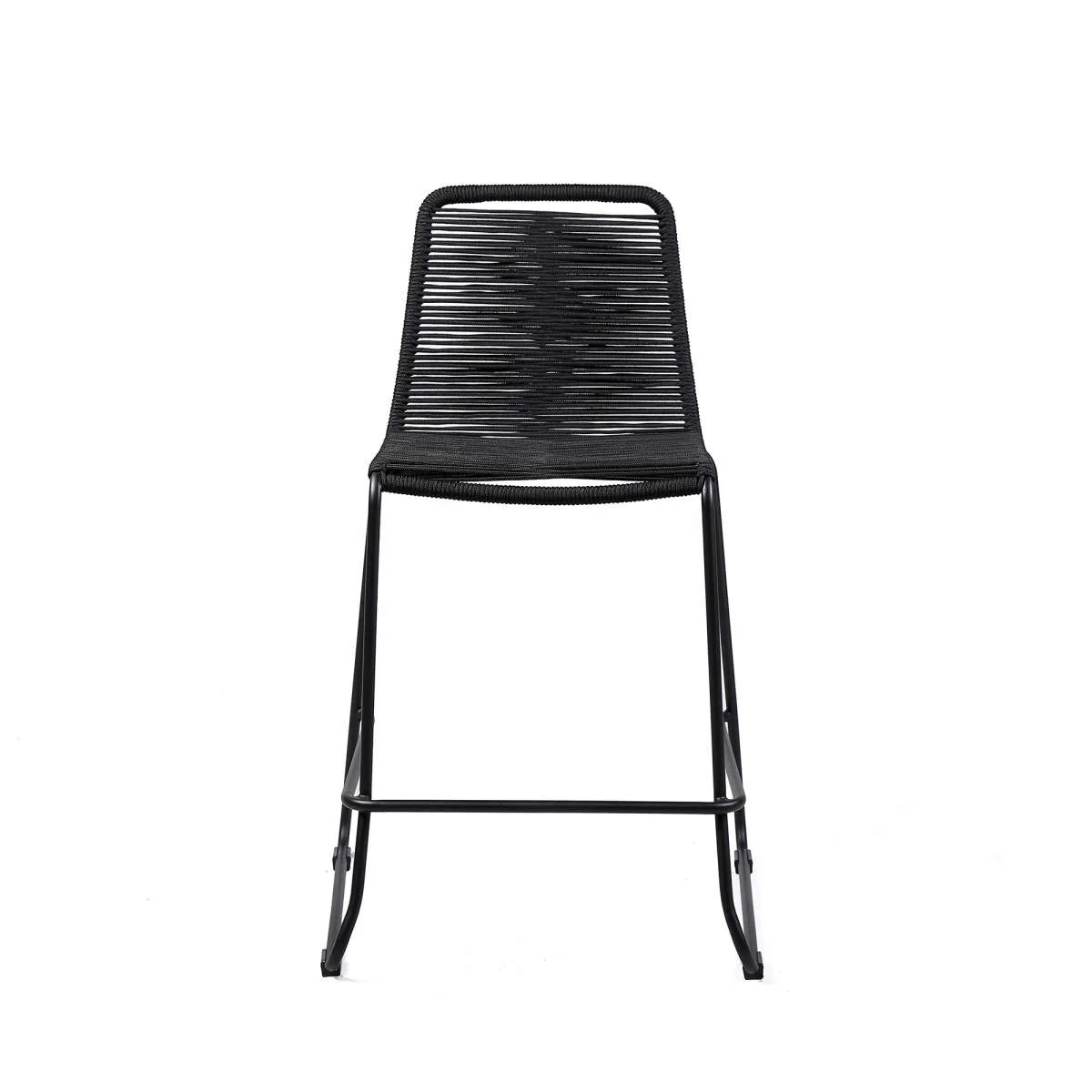 Shasta 26" Outdoor Metal and Black Rope Stackable Counter Stool - Set of 2 By Armen Living - Image 3