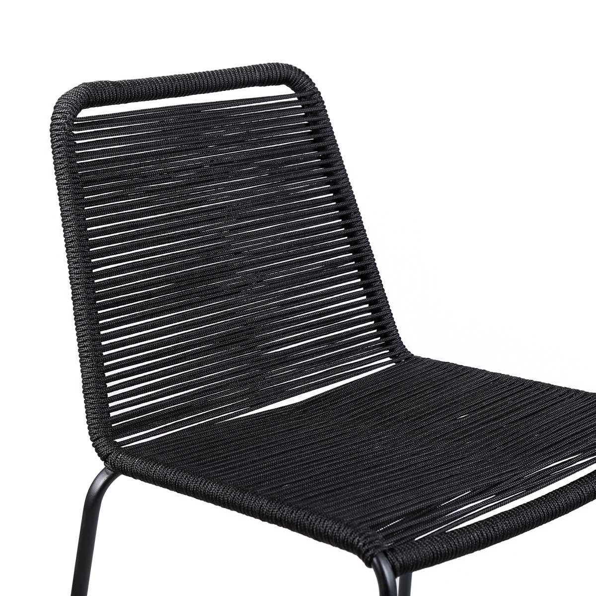 Shasta 26" Outdoor Metal and Black Rope Stackable Counter Stool - Set of 2 By Armen Living - Image 5